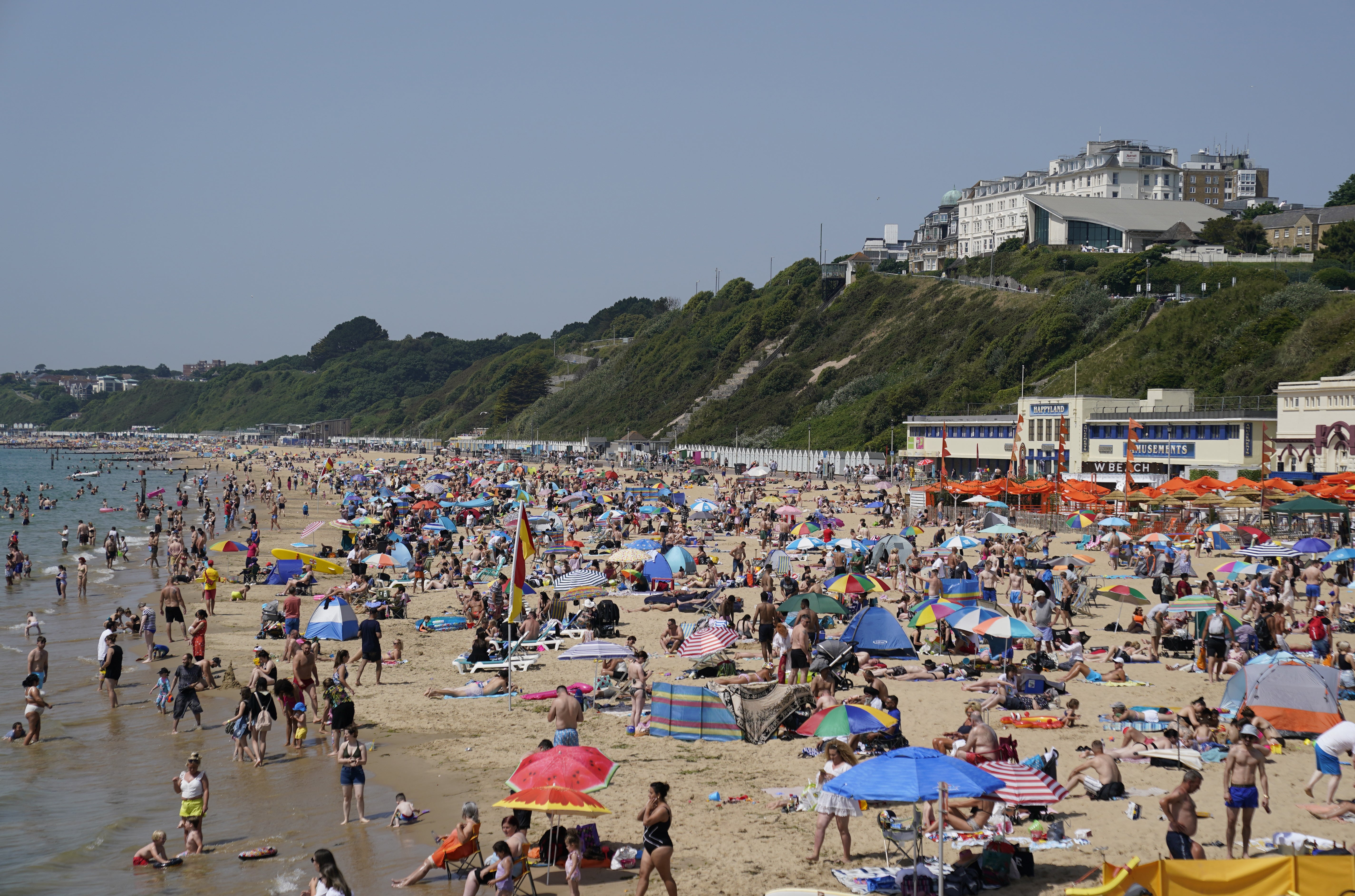 Sunbathers in Bournemouth on Friday