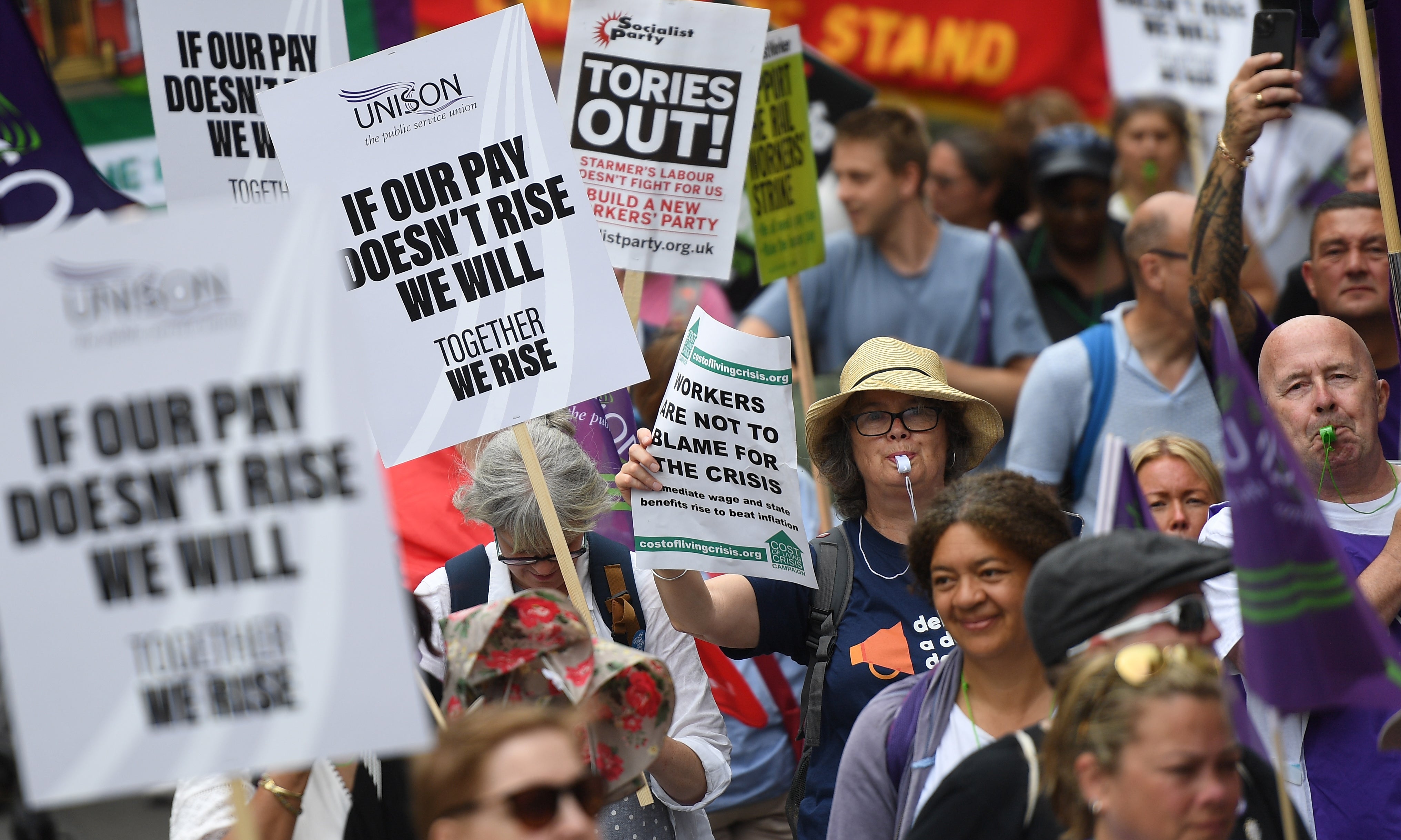 Workers marched on Parliament Square over the weekend in a call for better pay