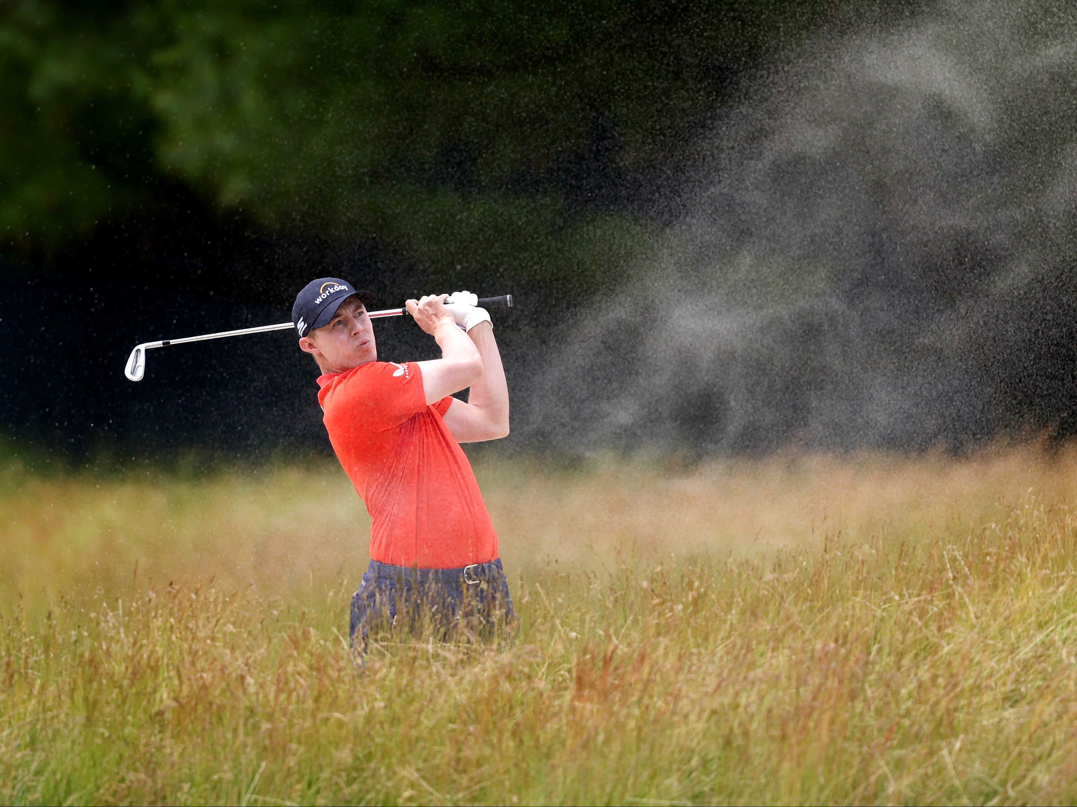 Matt Fitzpatrick’s second shot on the first hole on Saturday