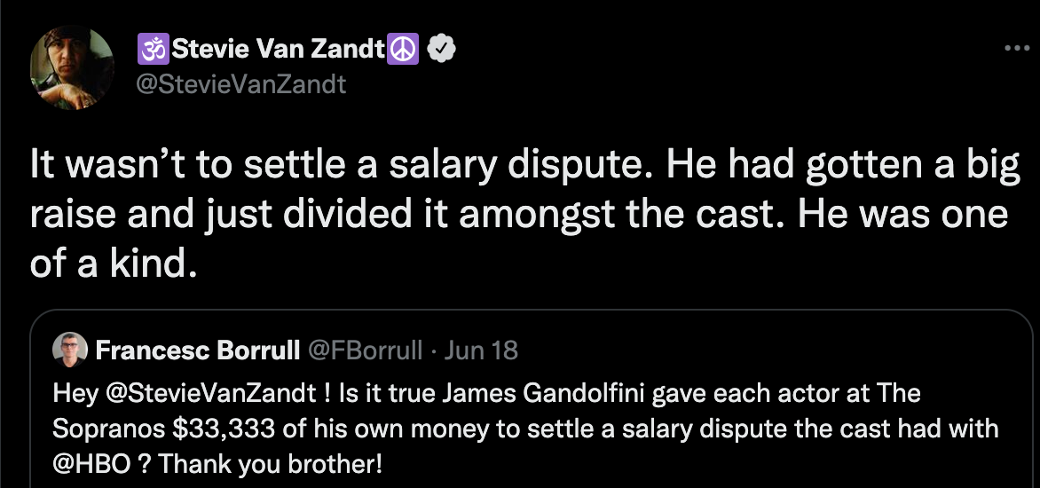 Steven Van Zandt clarified a heartwarming James Gandolfini story on Twitter