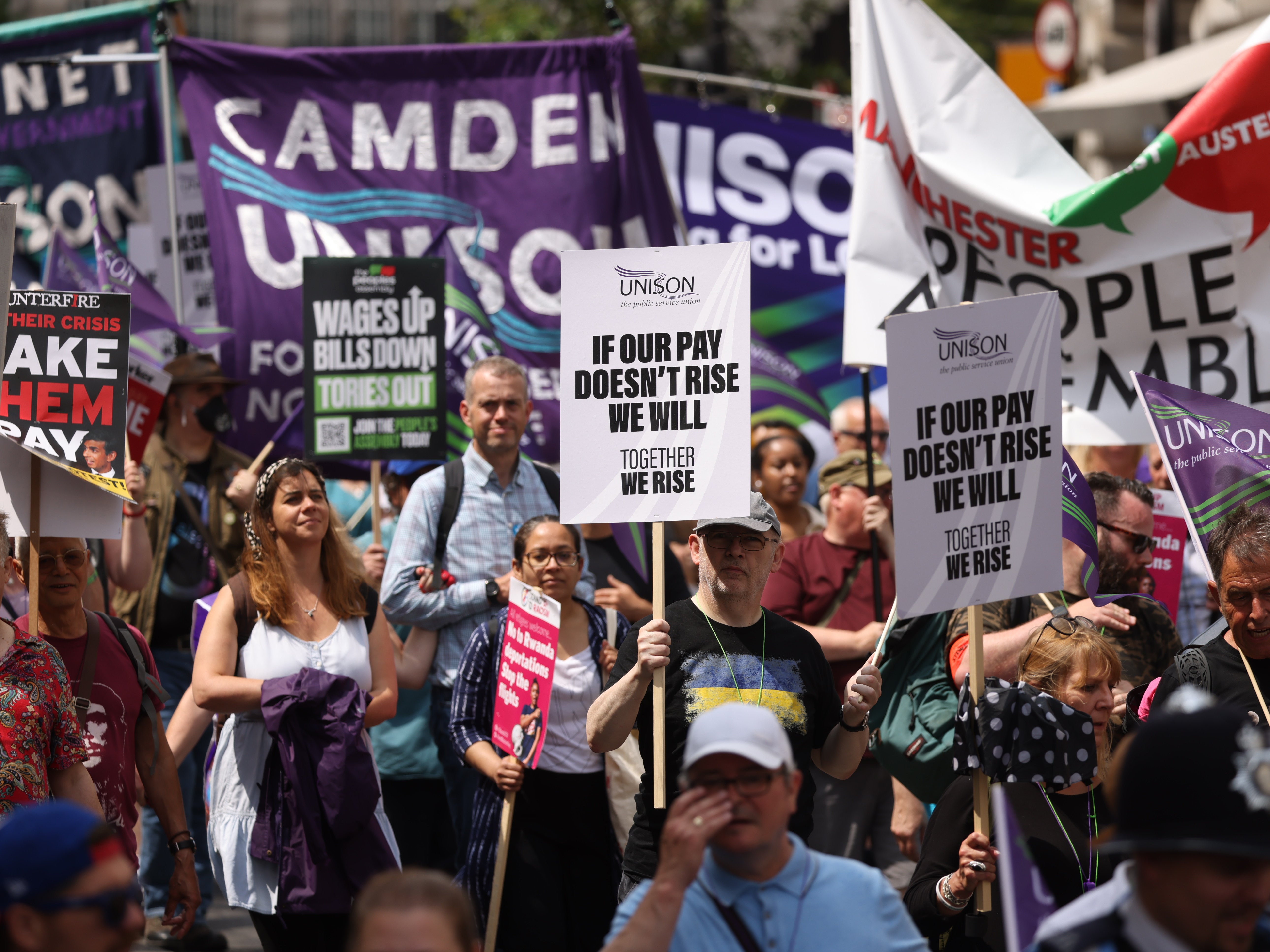 Protesters took to the streets for a march over pay in the cost-of-living crisis