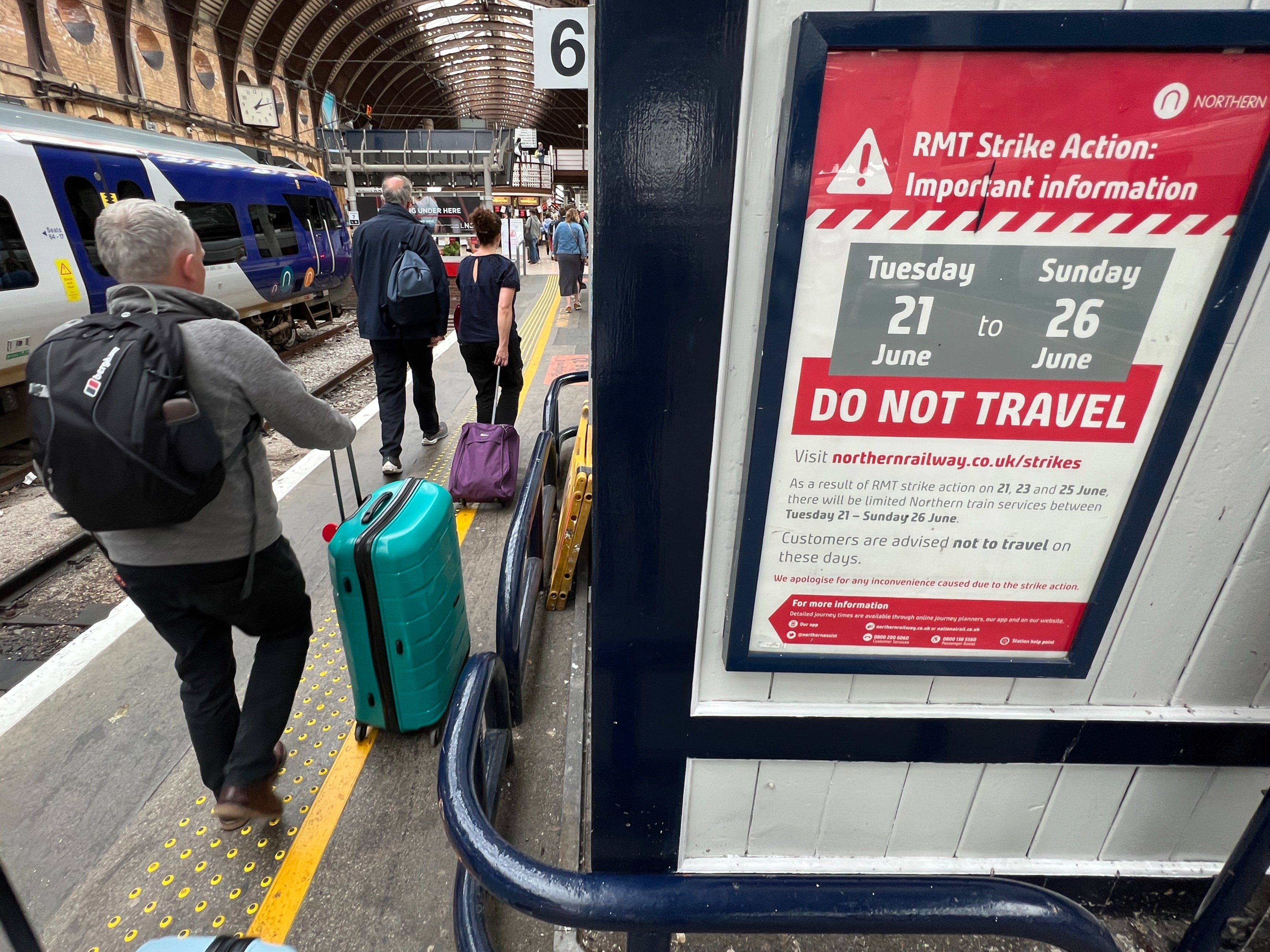 Go slow: passengers at York station are urged not to travel by rail for six days