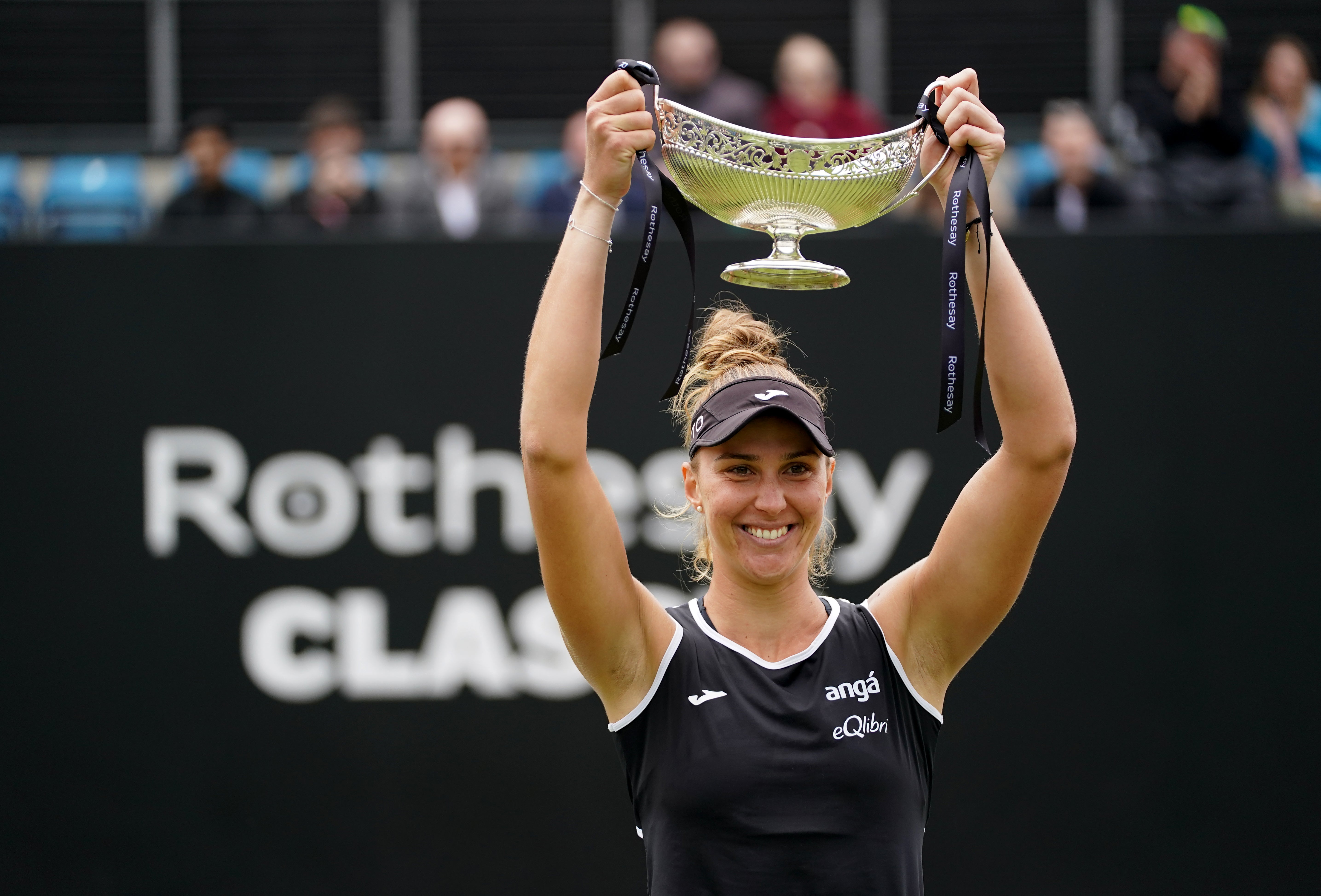 Beatriz Haddad Maia with the trophy in Birmingham (Zac Goodwin/PA)