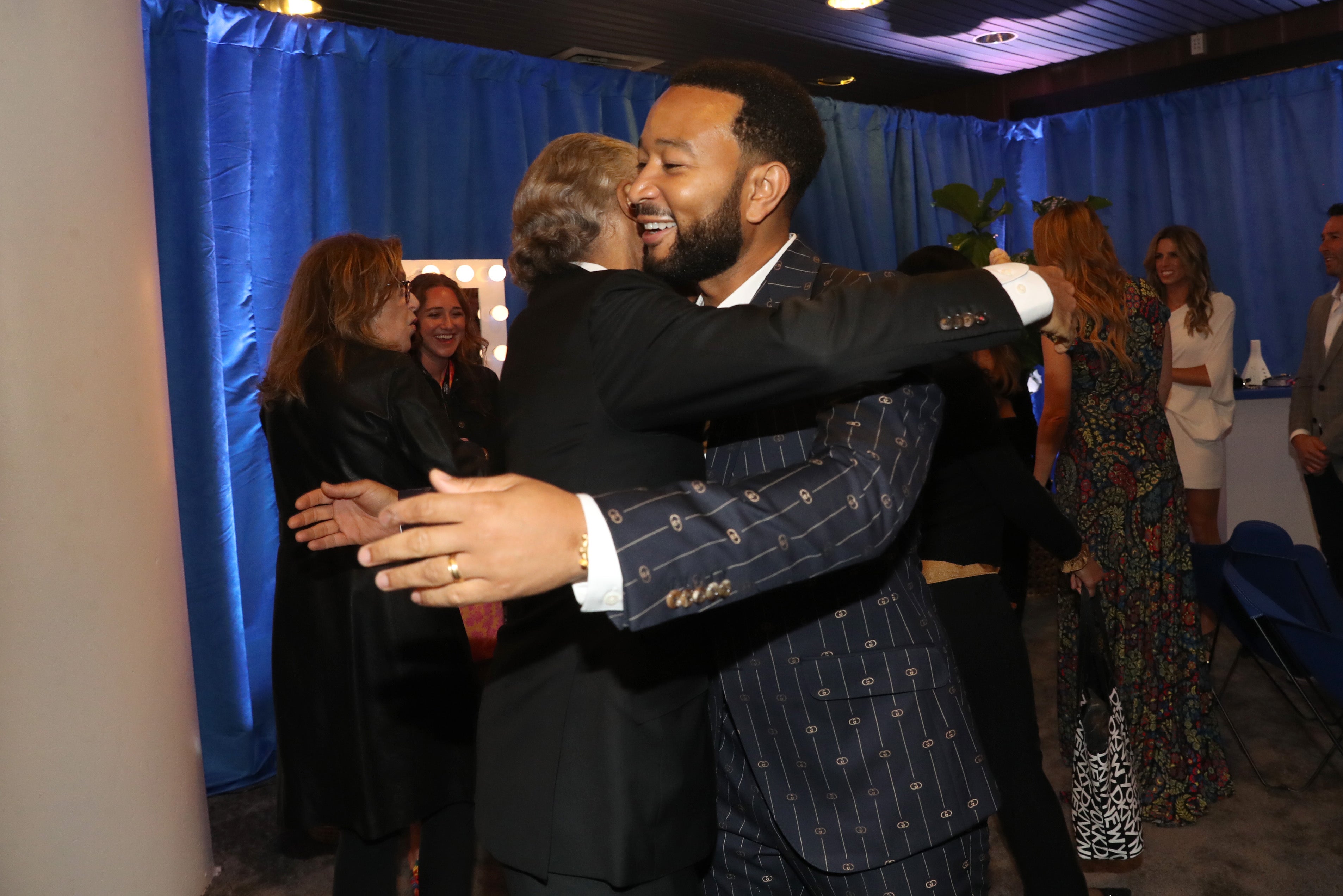 Rev Sharpton and John Legend at the Tribeca Festival on Saturday