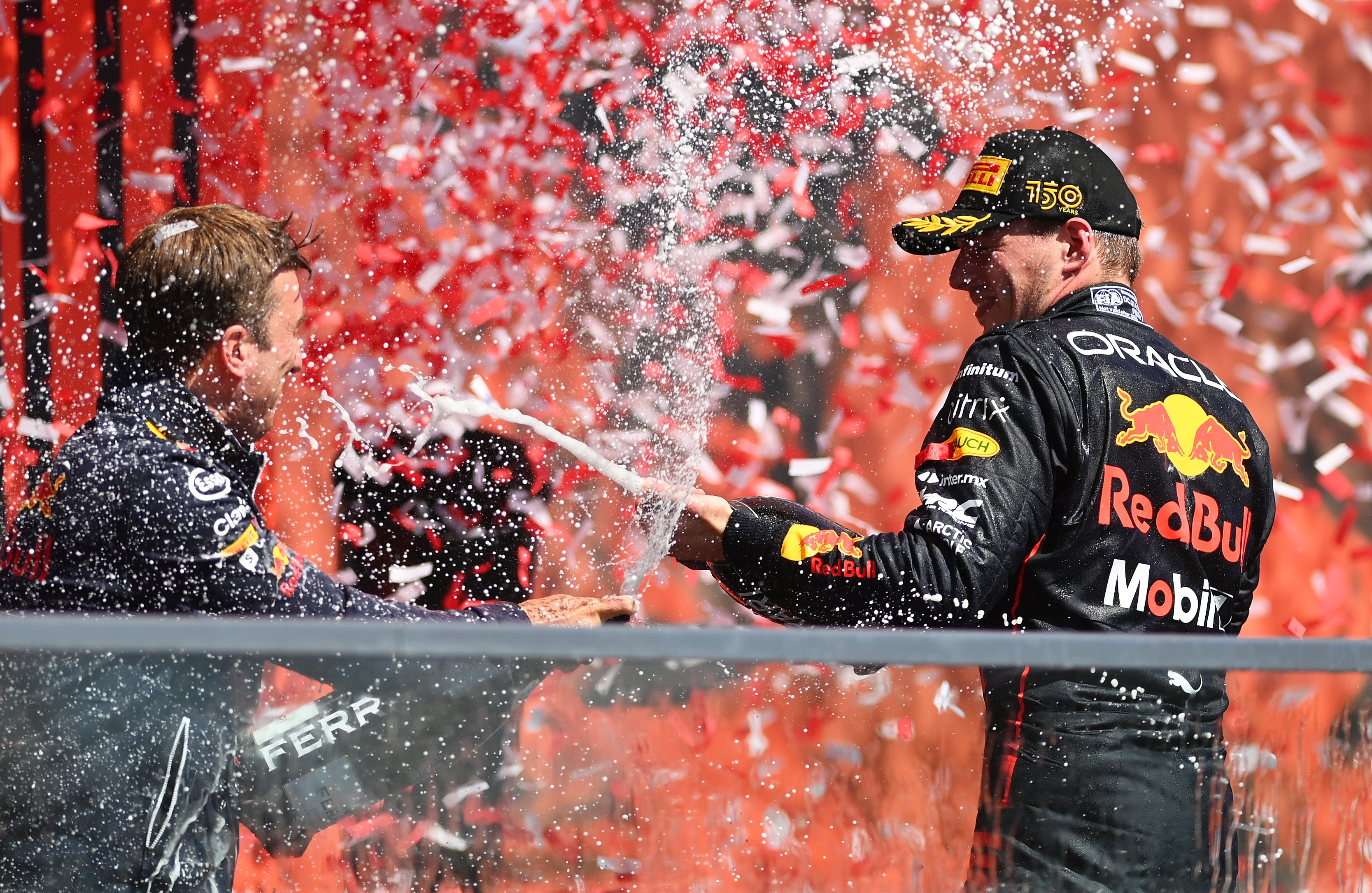 The Dutchman celebrates his win in Montreal on Sunday