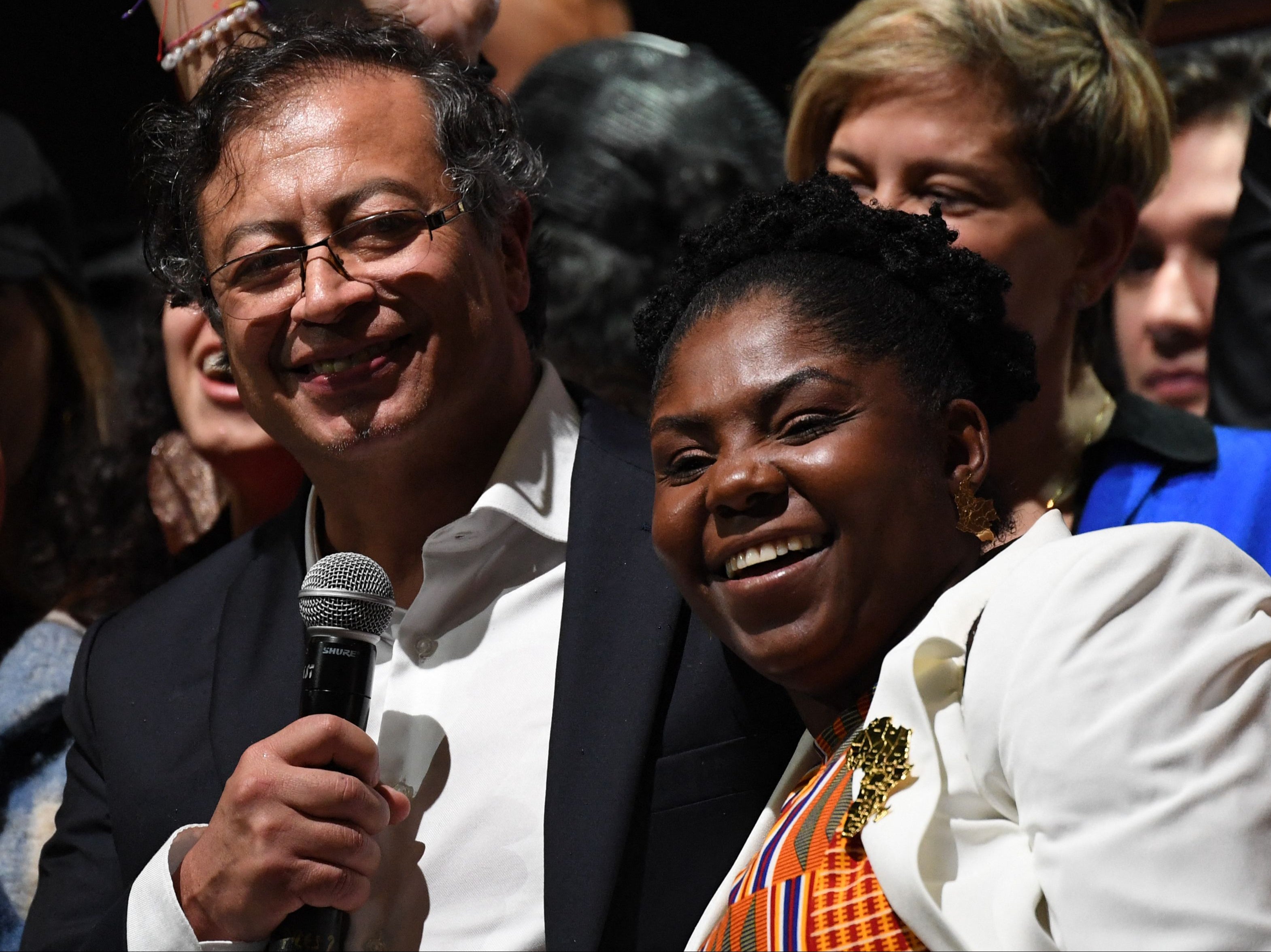 Newly elected Colombian President Gustavo Petro and his running mate Francia Marquez