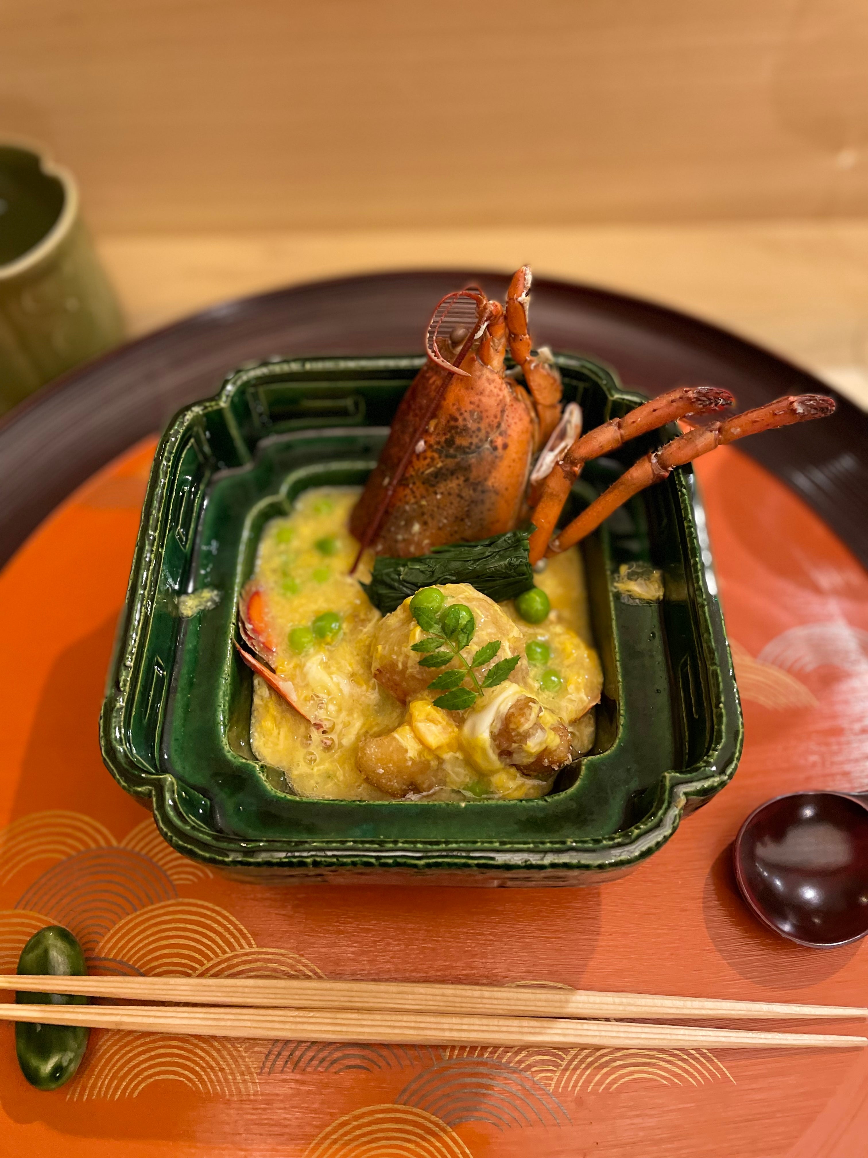 Shiizakana, a hearty egg drop soup with lobster, was a standout course