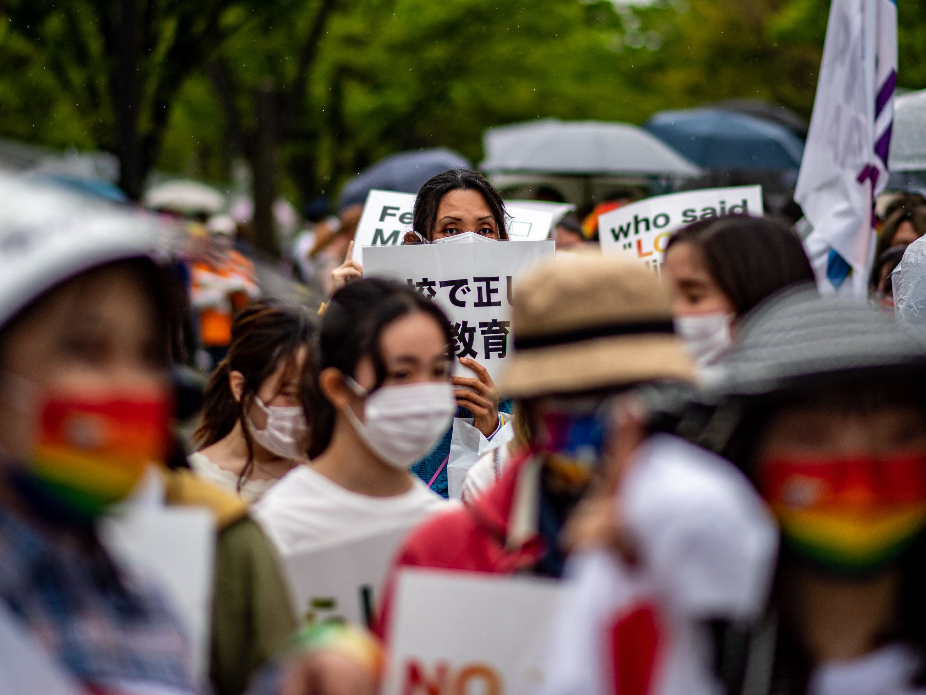 People attend the Tokyo Rainbow Pride 2022 parade in April this year