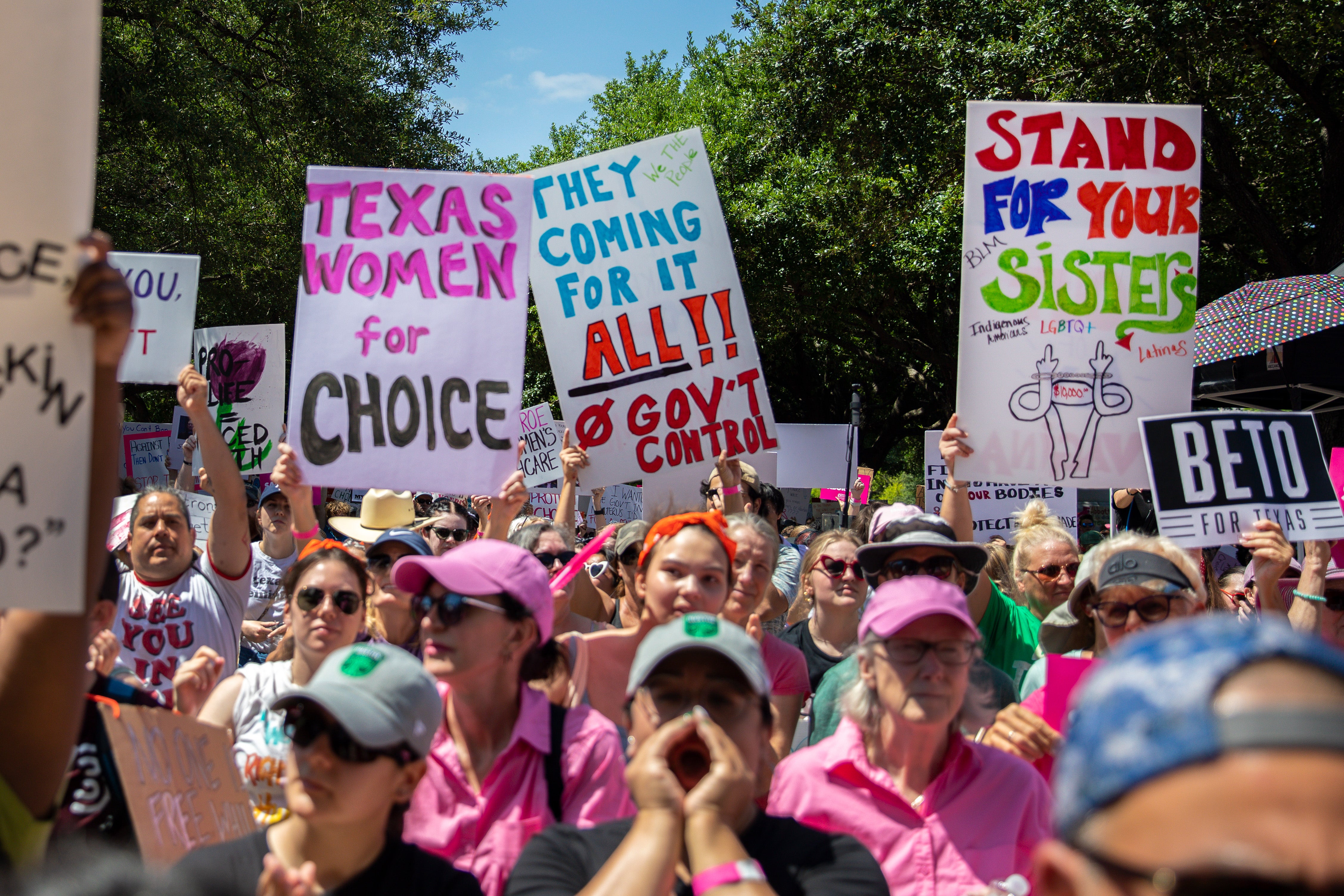 Abortion rights demonstrators protest outside the Texas state capitol in Austin on 14 May. Several district attorneys in the state have vowed not to enforce the state’s criminal anti-abortion laws.