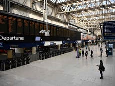 Train strike - live: Stations across UK deserted amid biggest walkout in 30 years