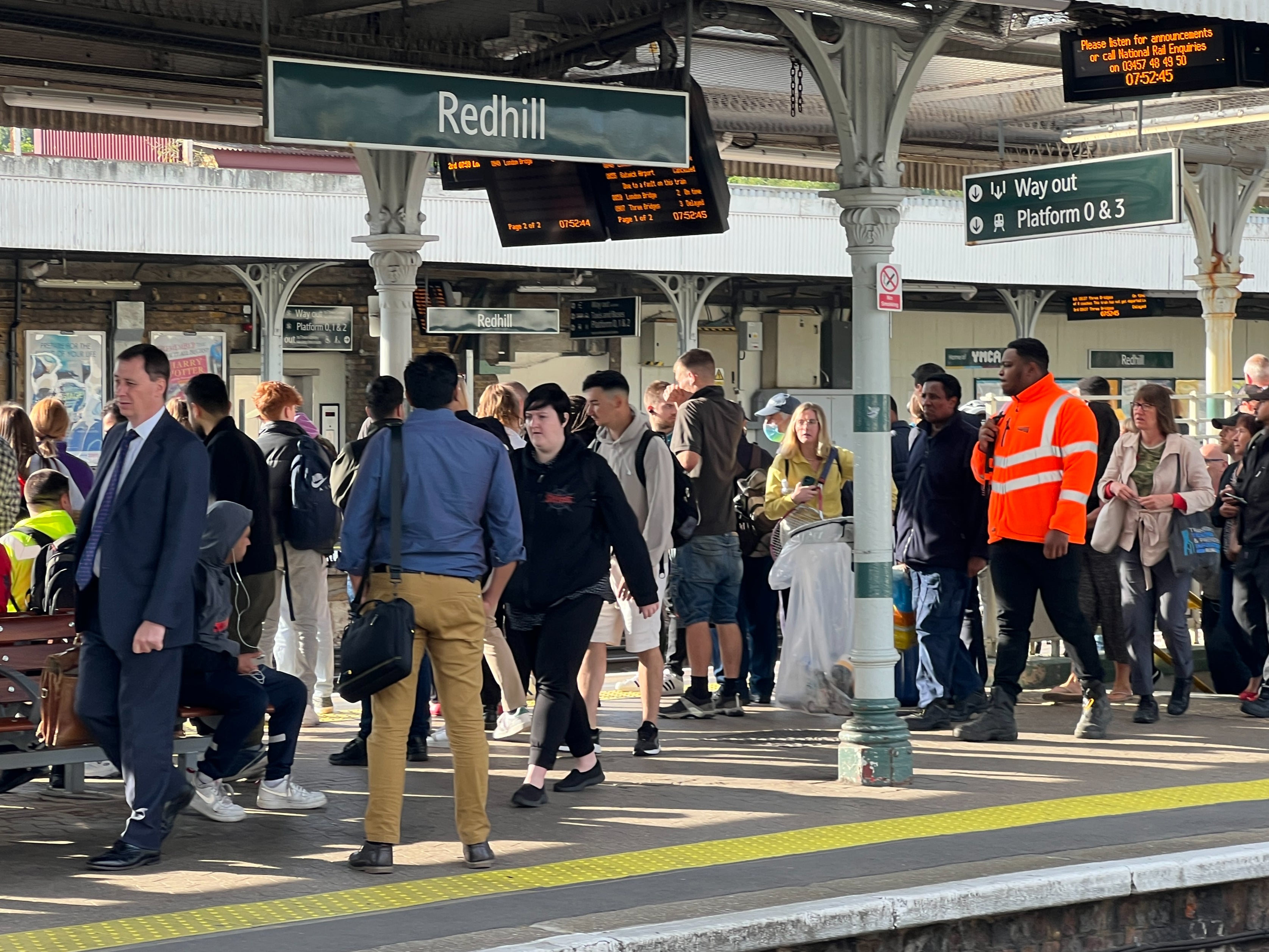 Go slow: Crowds of commuters at Redhill station in Surrey on the first day of the national rail strike – 21 June 2022