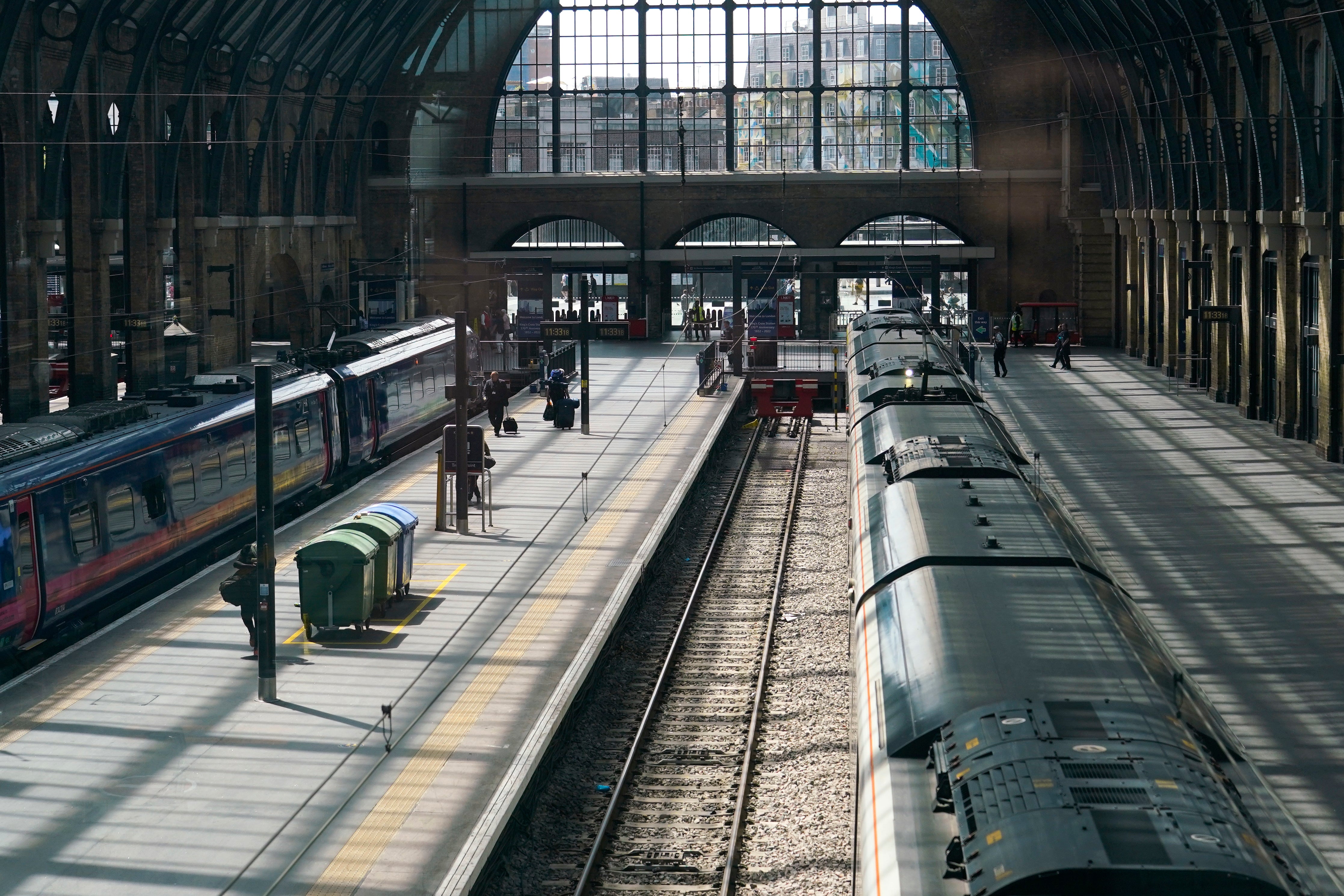 Empty platforms at King's Cross Station