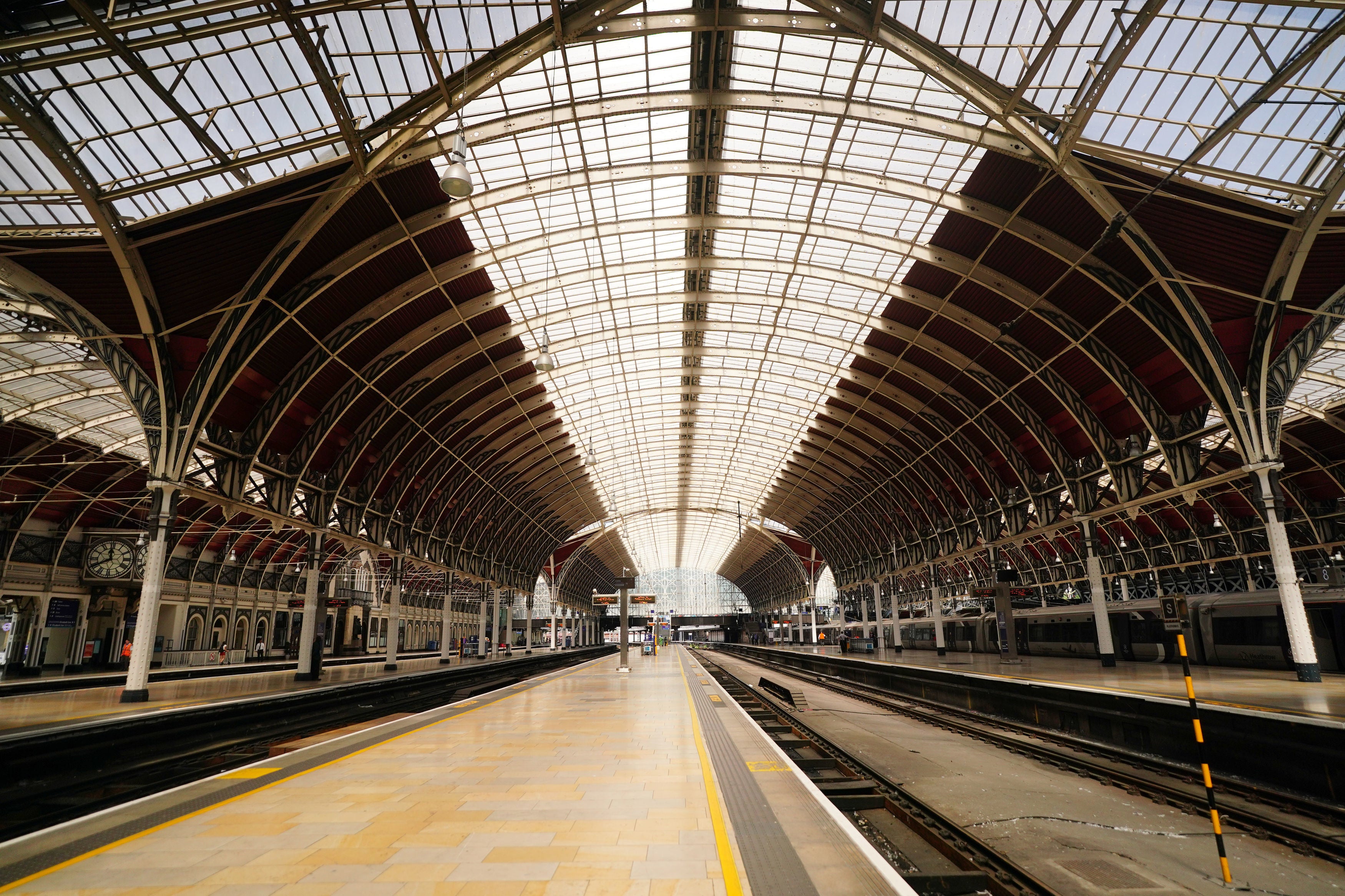 Not a passenger in sight in the normally bustling Paddington Station