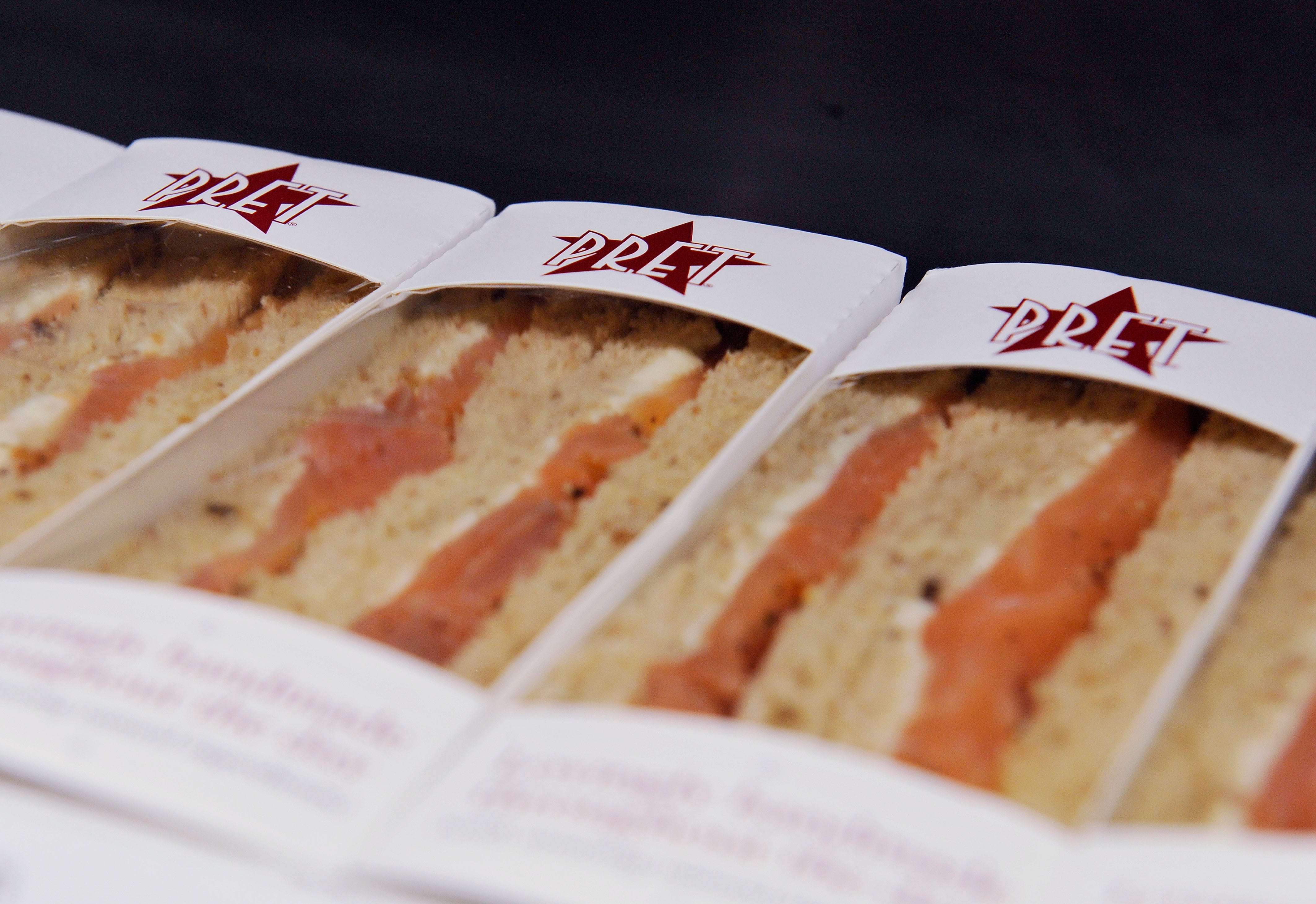 Pret A Manger sandwiches on display in a Pret cafe, central London (PA)