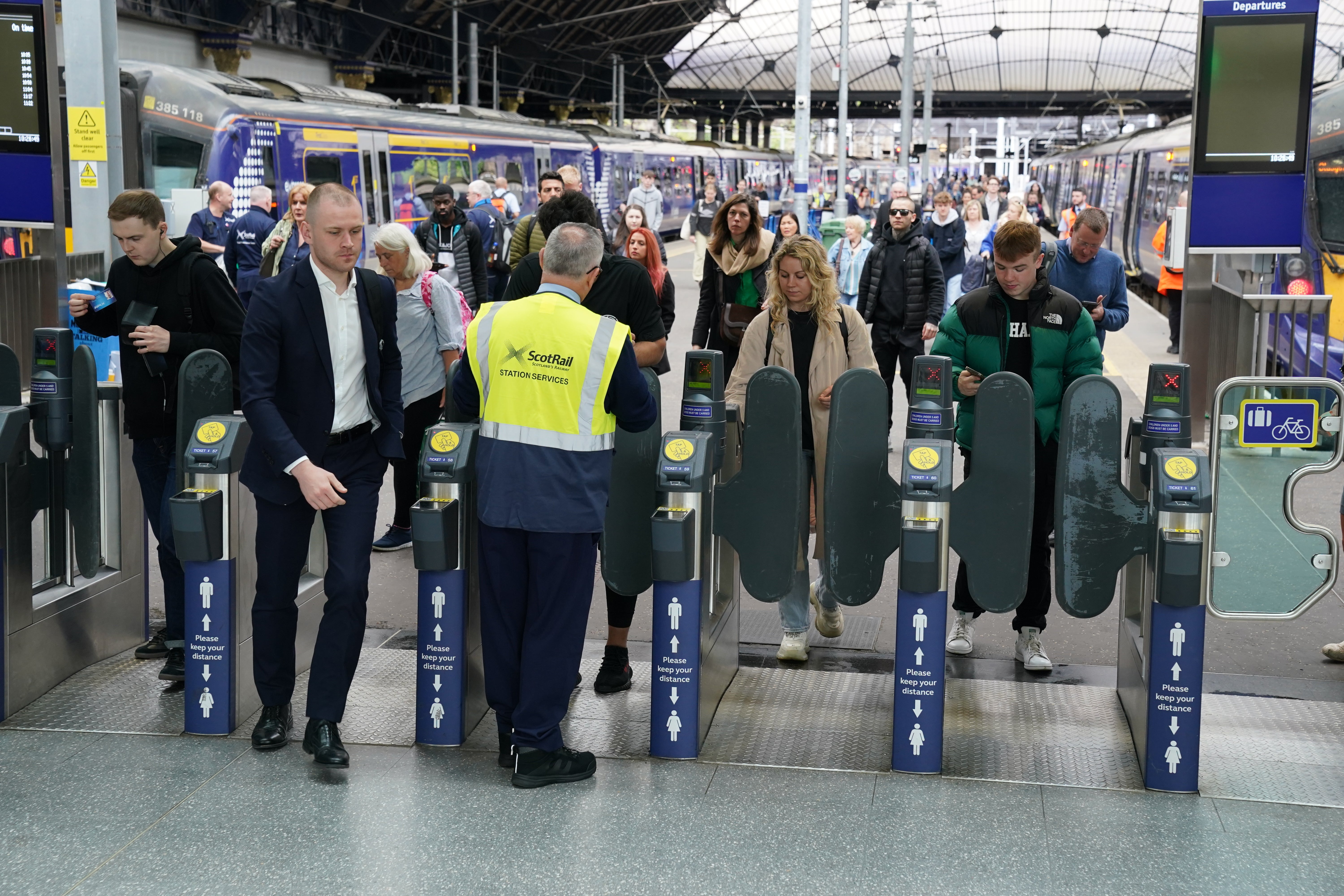 Britain’s train services will continue to be disrupted on Wednesday due to the knock-on effects of Tuesday’s strike (Andrew Milligan/PA)