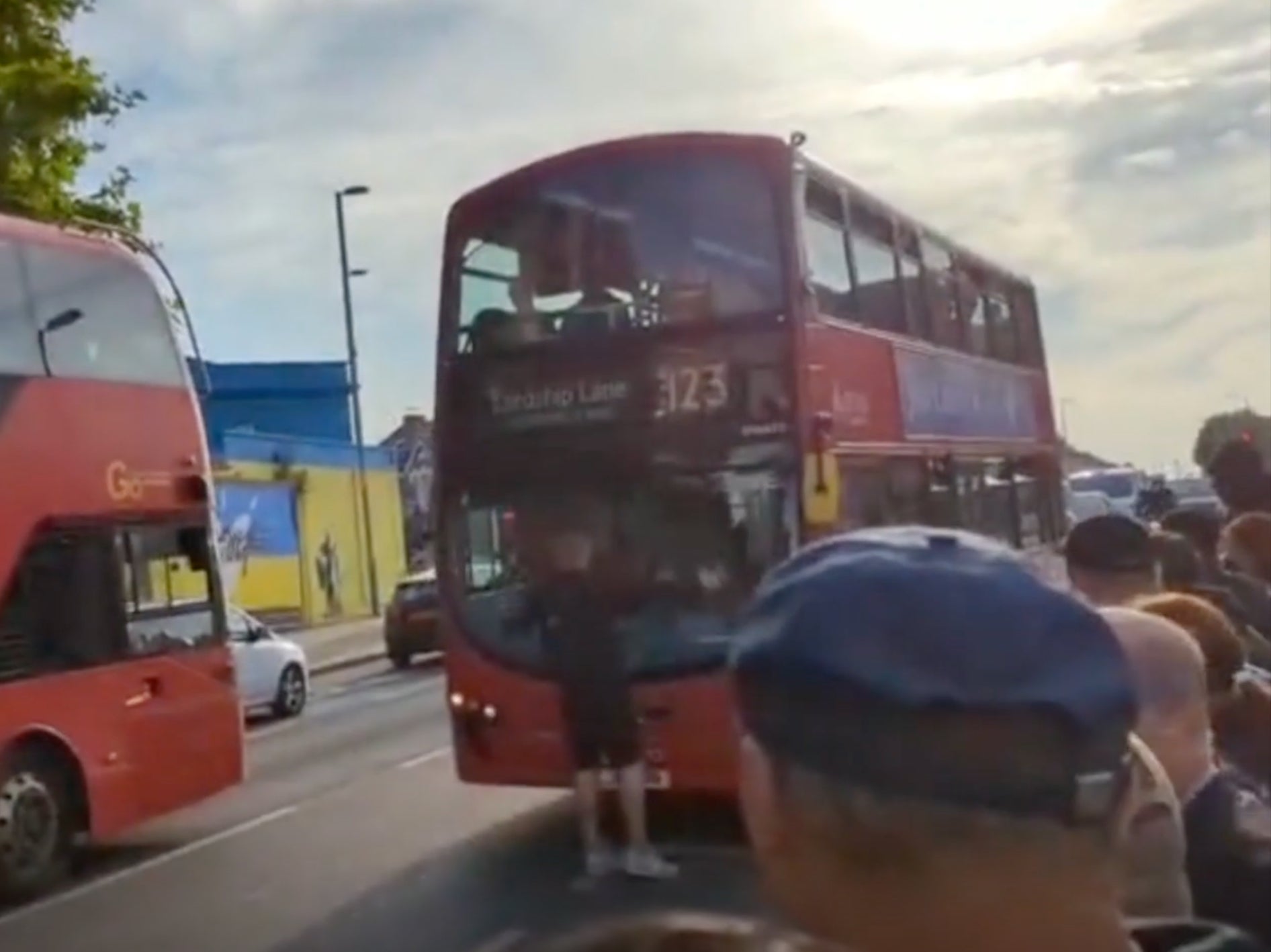 The man was filmed obstructing the bus on the first day of the strikes