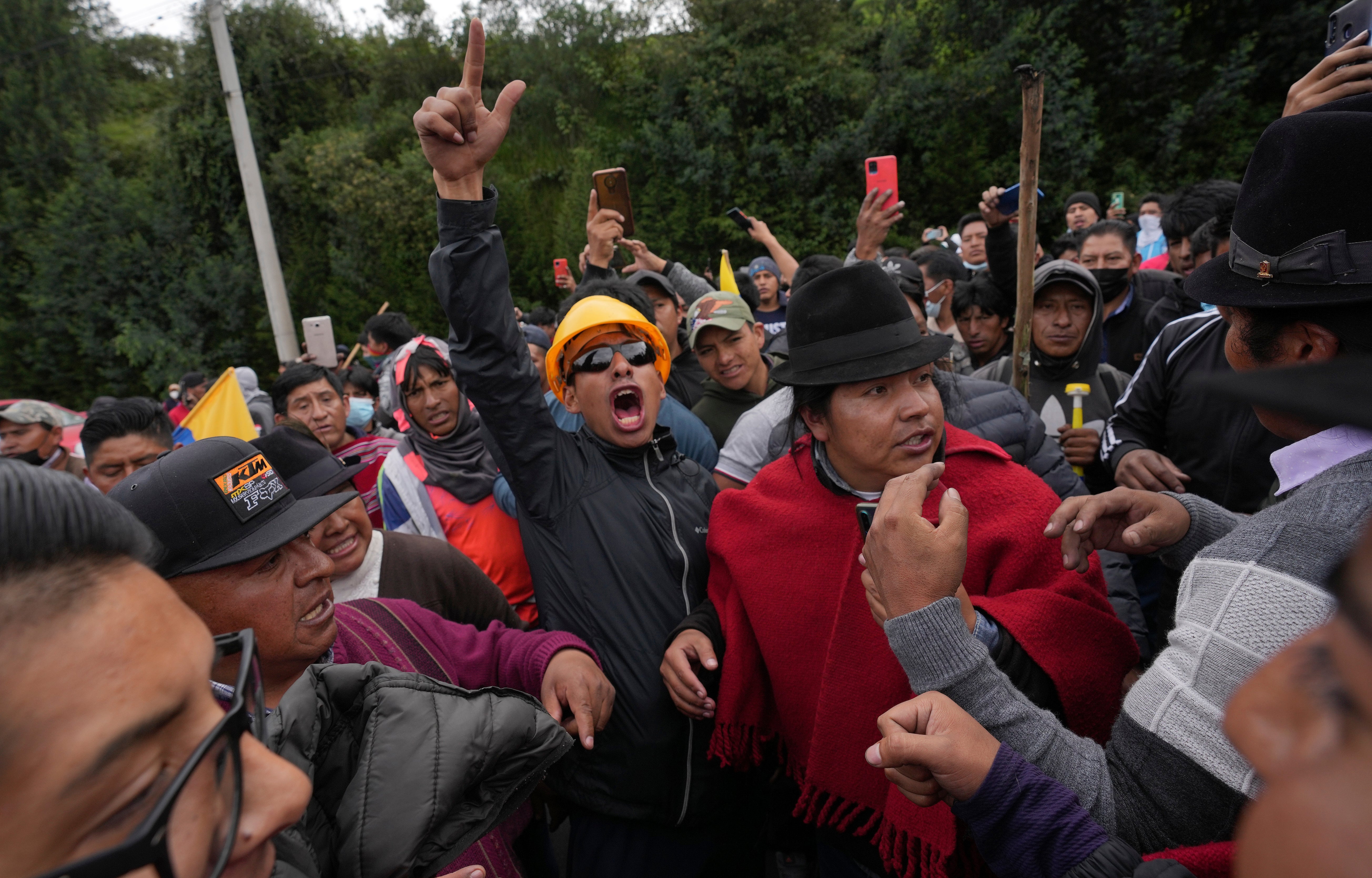 Demonstrators protest against the government of president Guillermo Lasso