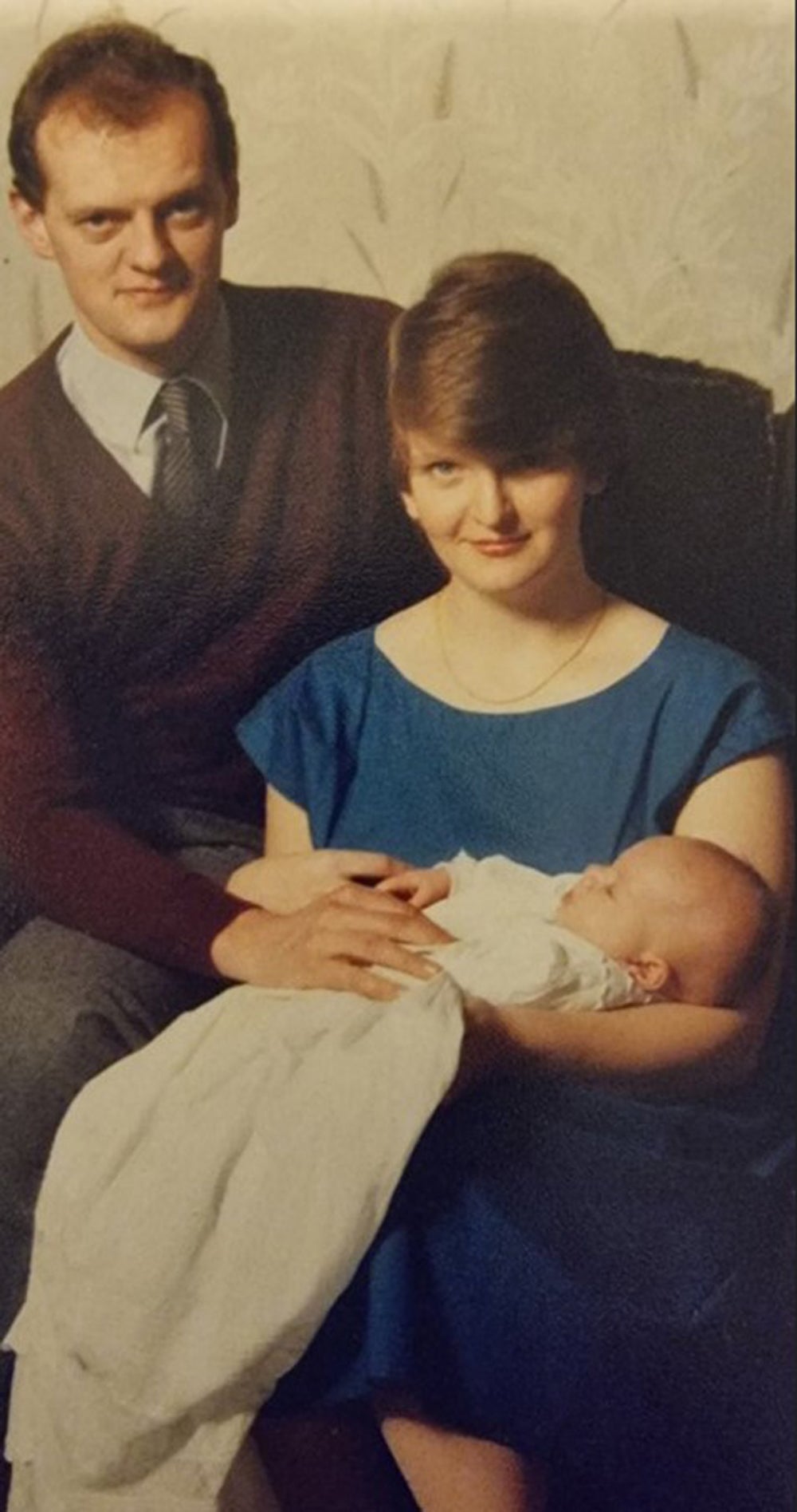 Christine Burnell as a size 14 with her late husband, John Burnell, and their two-month old daughter, Ruth, in 1984(Collect/PA Real Life)