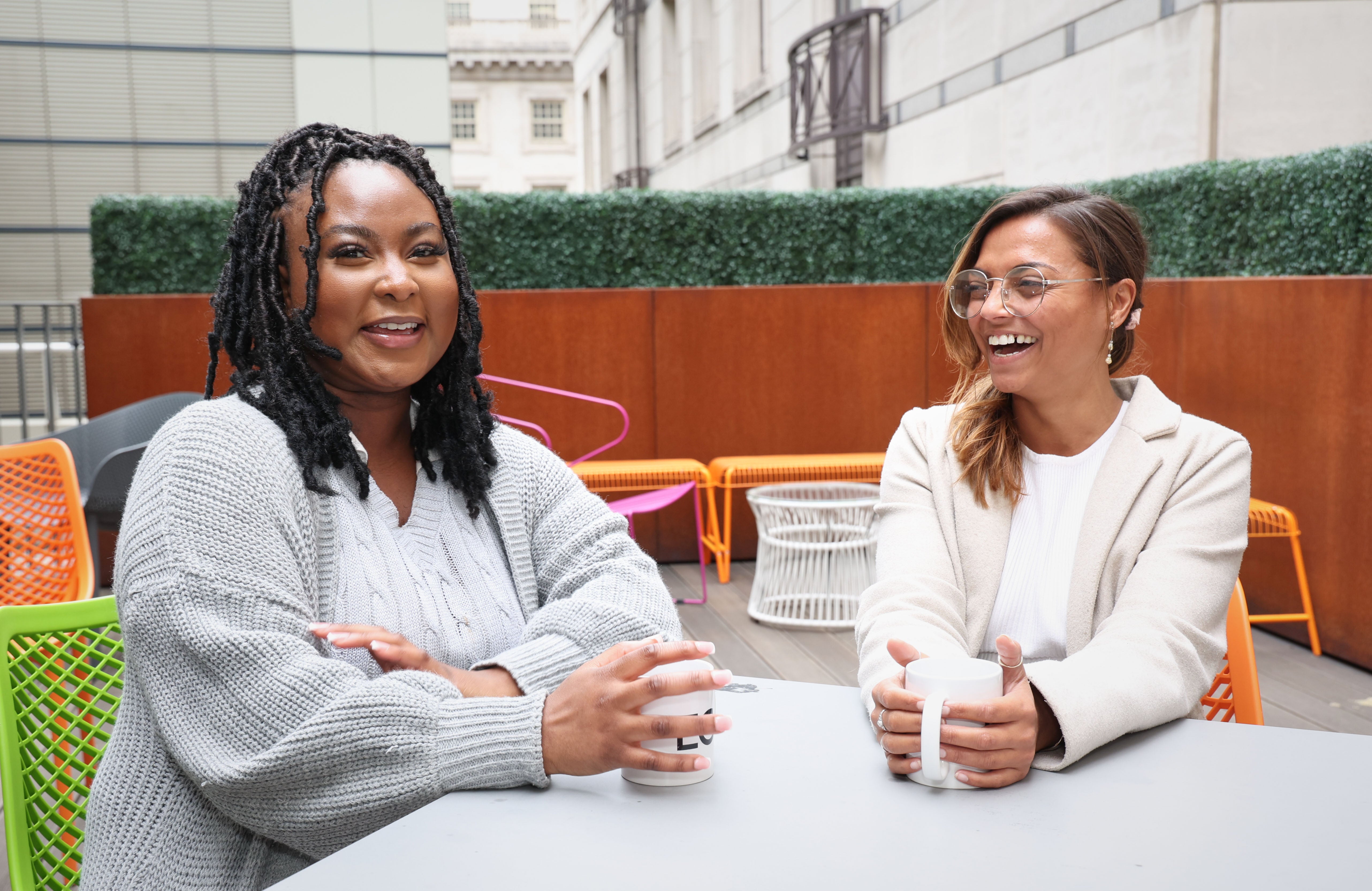 Christabel Darlington and her line manager Rianna Ralphs at Estates Gazette office in Bishopsgate