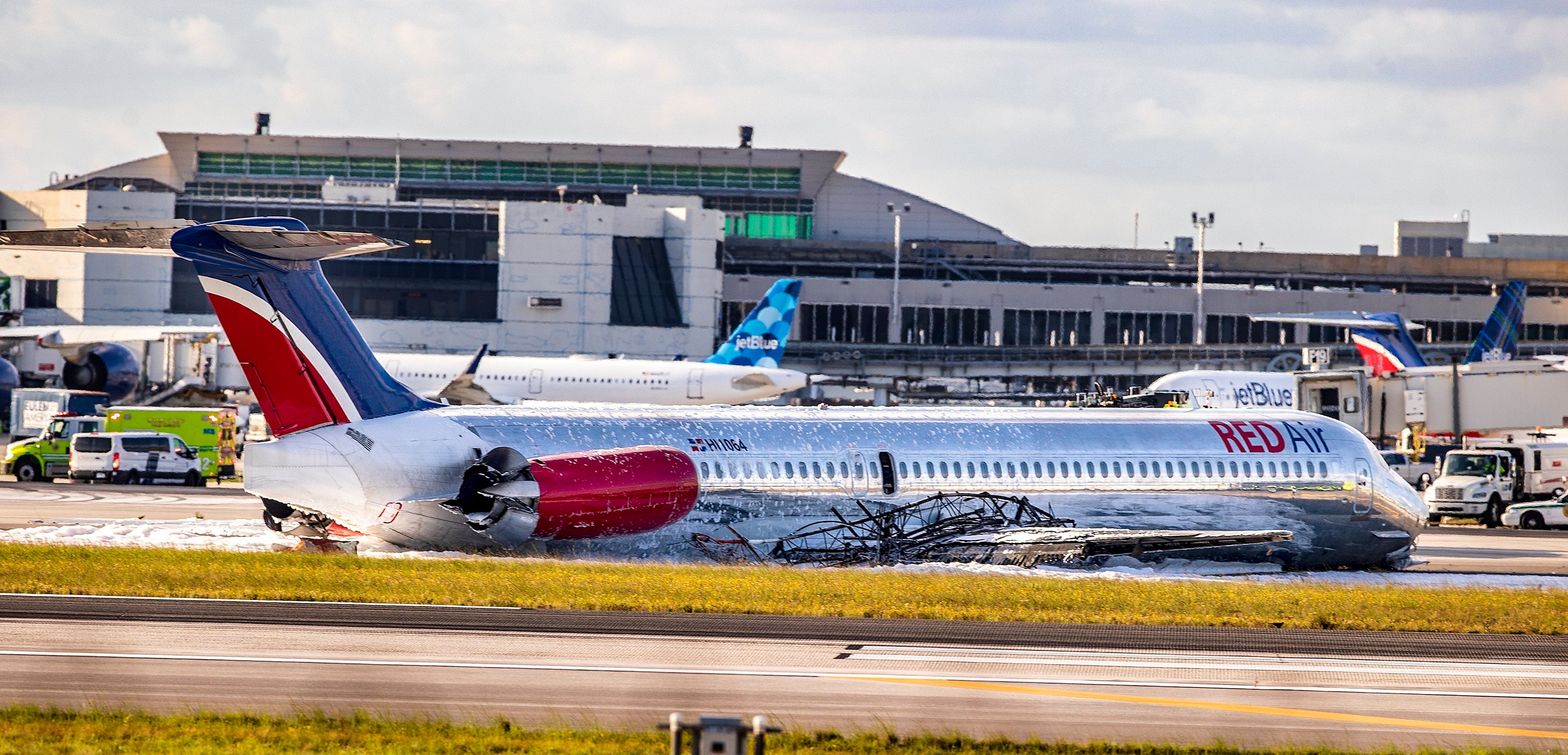 A Red Air plane that caught fire on 21 June 2022