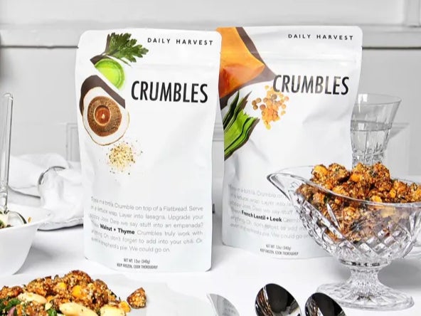 Daily Harvest’s Crumbles product, including Walnut + Thyme and the now recalled French Lentil + Leek