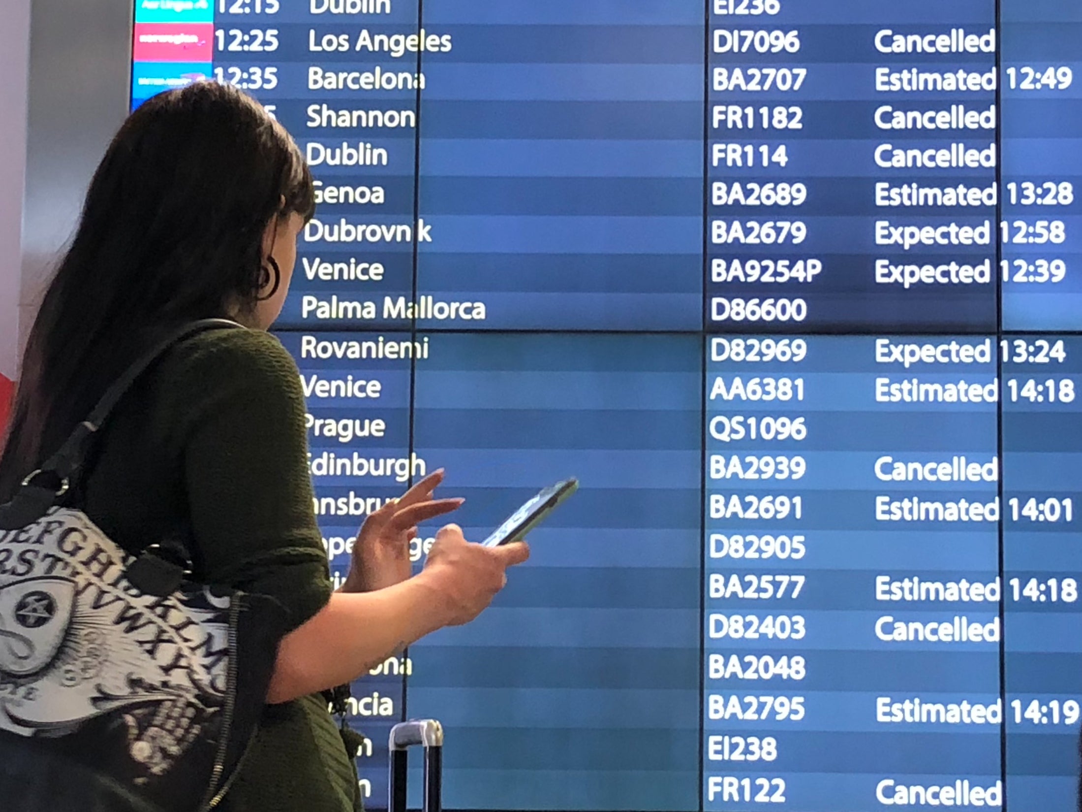 Ground control: Flight arrival screen at Gatwick airport South Terminal