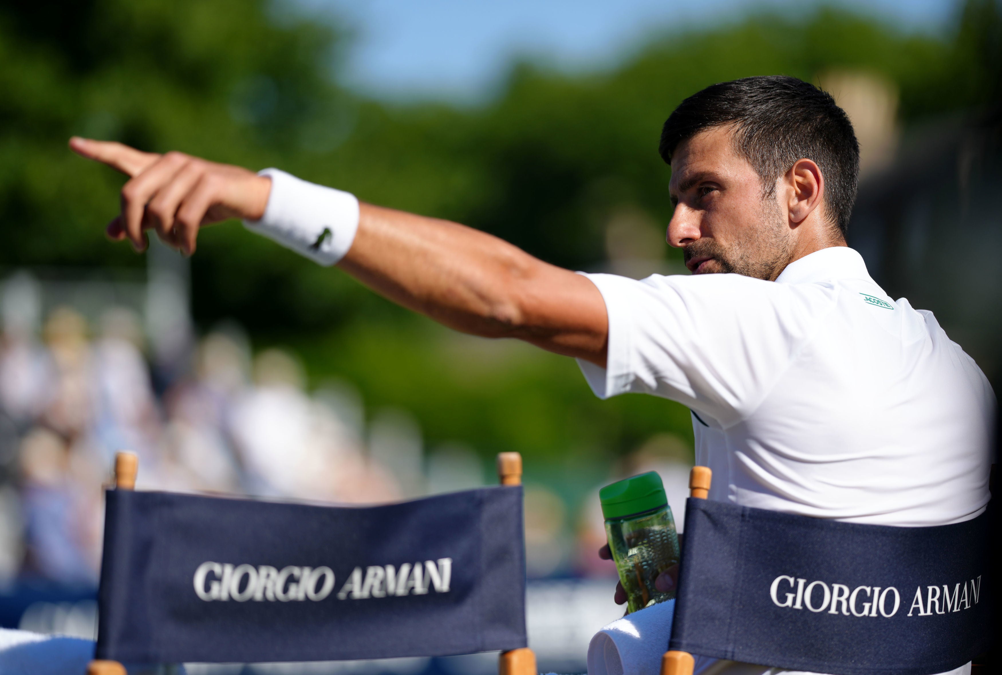 Novak Djokovic during his challenging match against Auger-Aliassime on Wednesday