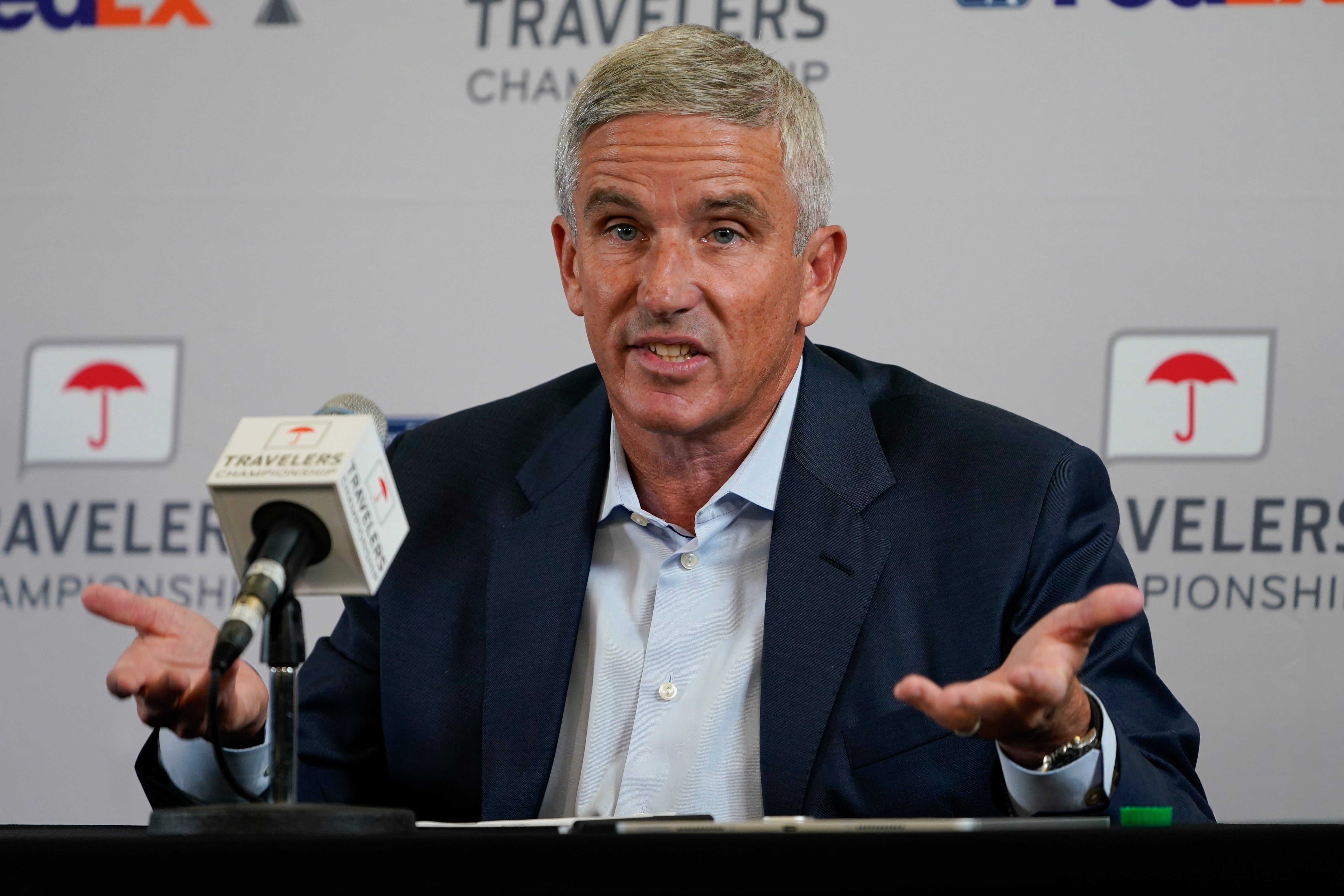 PGA commissioner Jay Monahan has banned LIV Golf players from the US tour