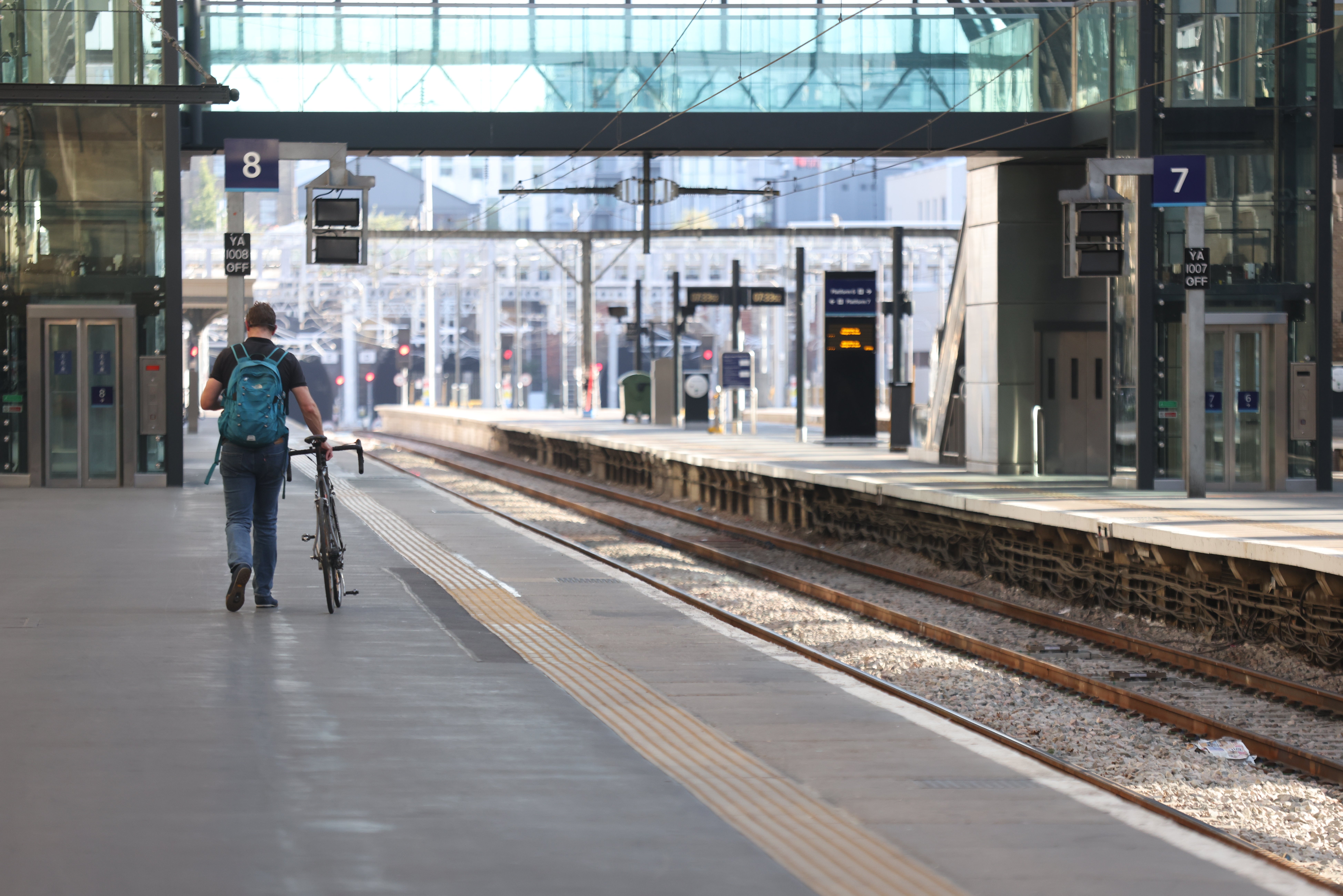 Empty platforms are seen at King’s Cross St. Pancras train station in London, as train services continue to be disrupted Picture date: Wednesday June 22, 2022 (James Manning/PA)