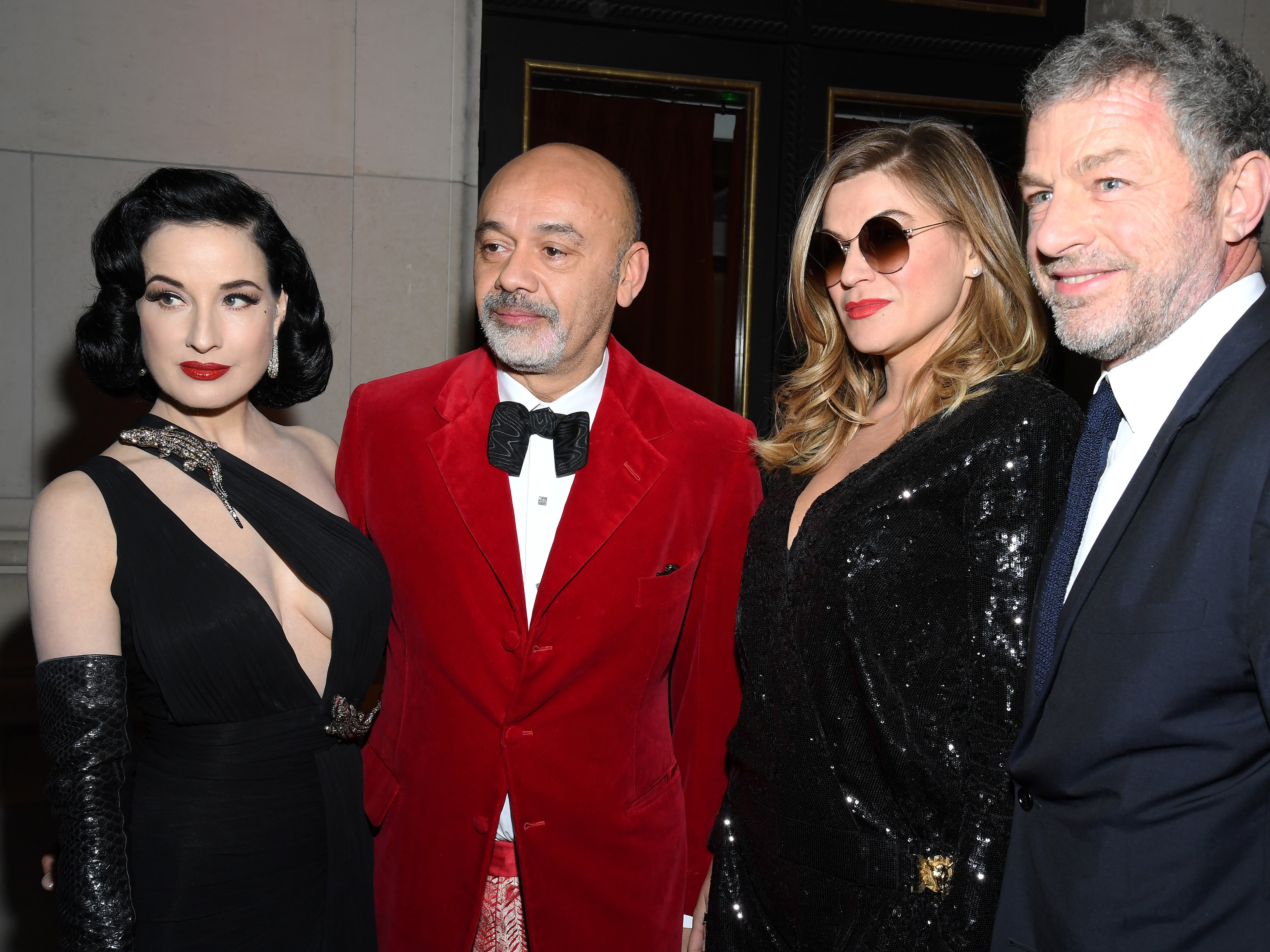 Gardot with Dita von Teese, Christian Louboutin and Jacques Bungert during Paris Fashion Week 2020