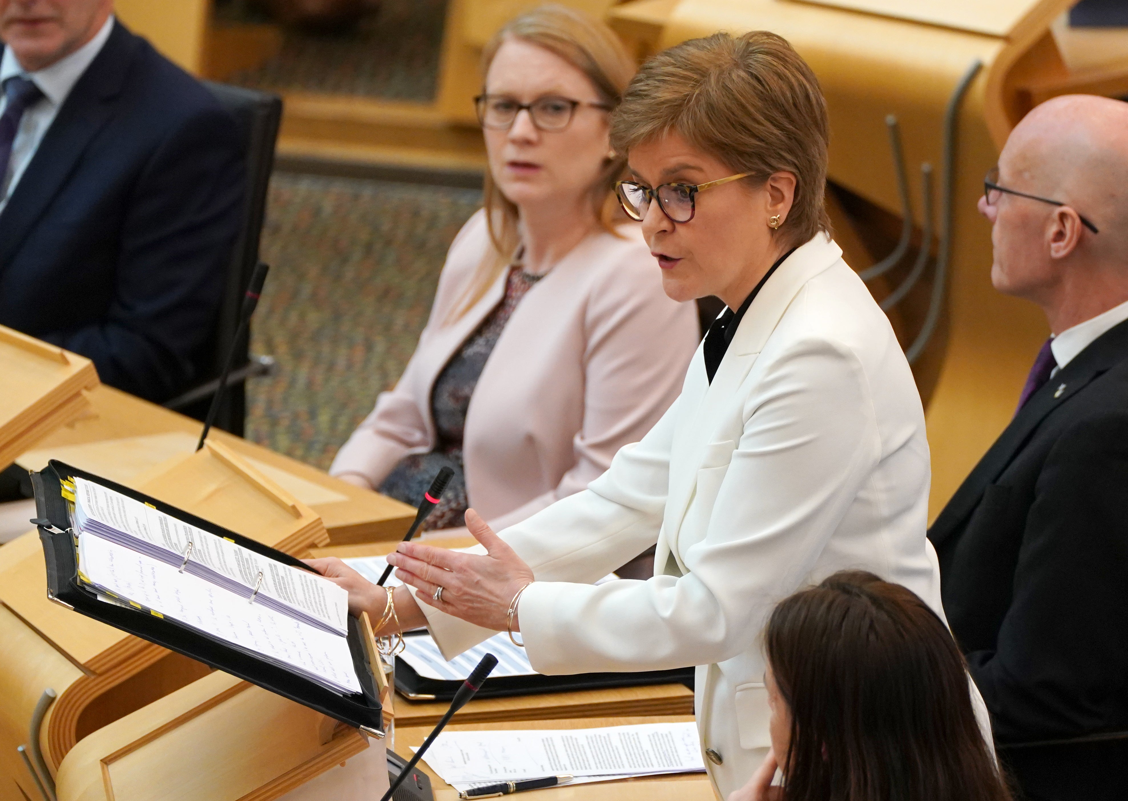 Nicola Sturgeon was speaking at First Minister’s Questions on Thursday (Andrew Milligan/PA)