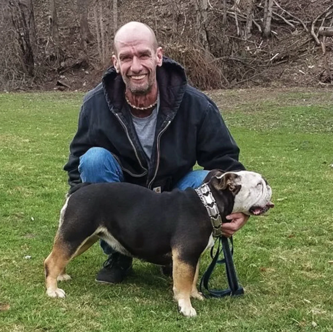 Michael Trappett with his pet rescue dog