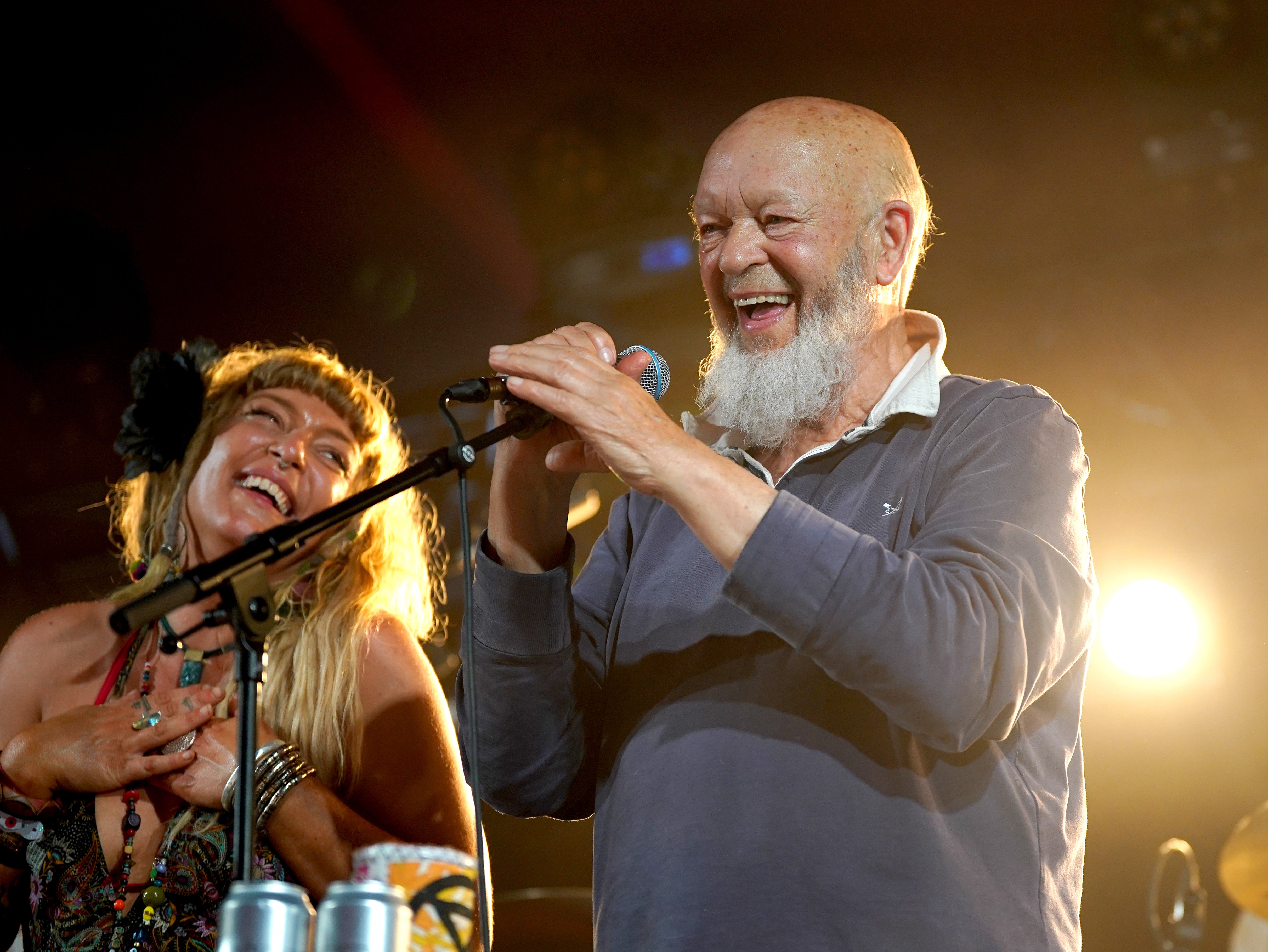 Glastonbury founder Michael Eavis performing with his band (Yui Mok/PA)