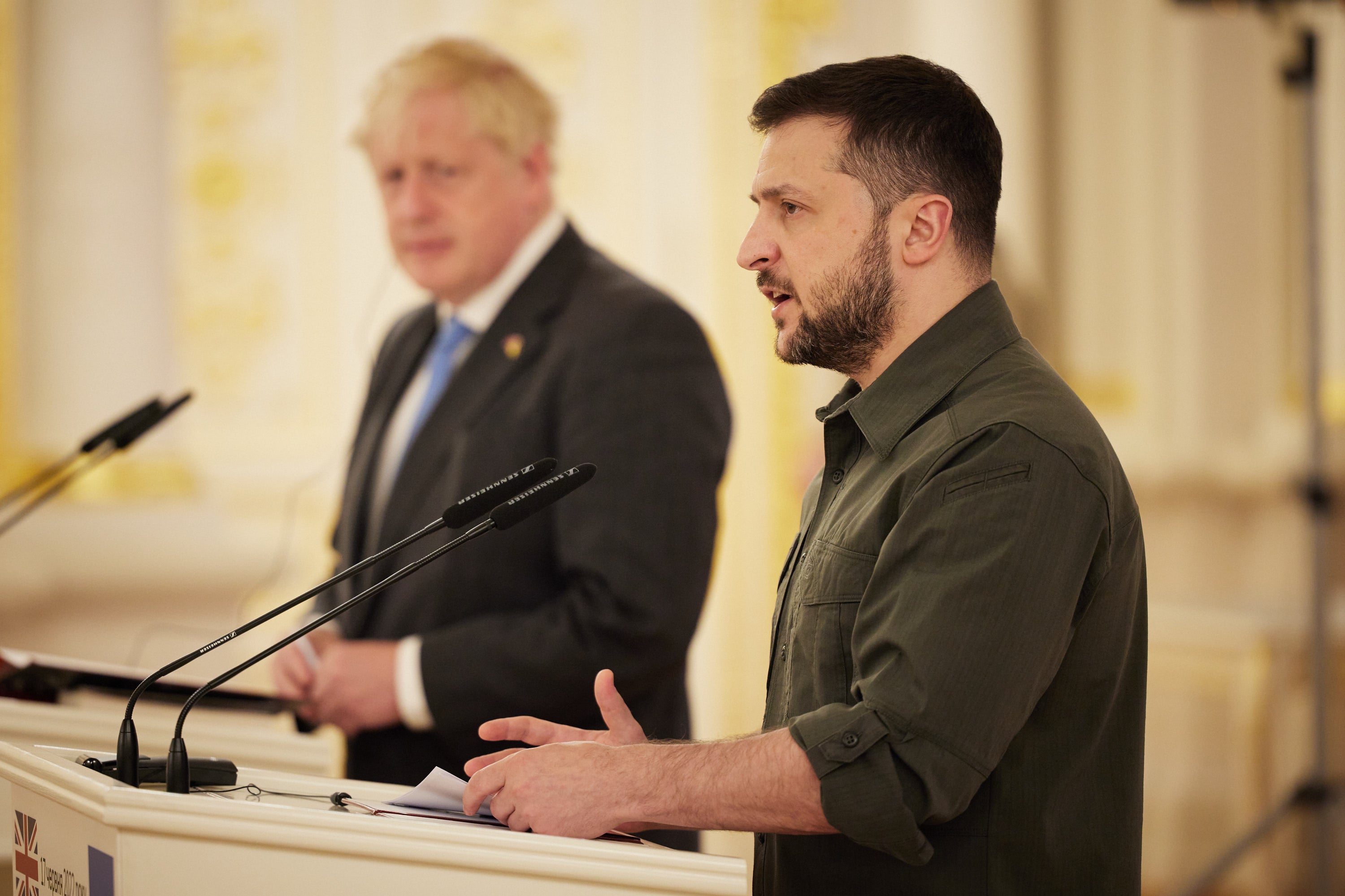 Boris Johnson has warned against forcing Ukrainian president Volodymyr Zelensky into accepting a ‘bad peace deal’ (Ukrainian Presidential Press Office of Ukrainian/PA)