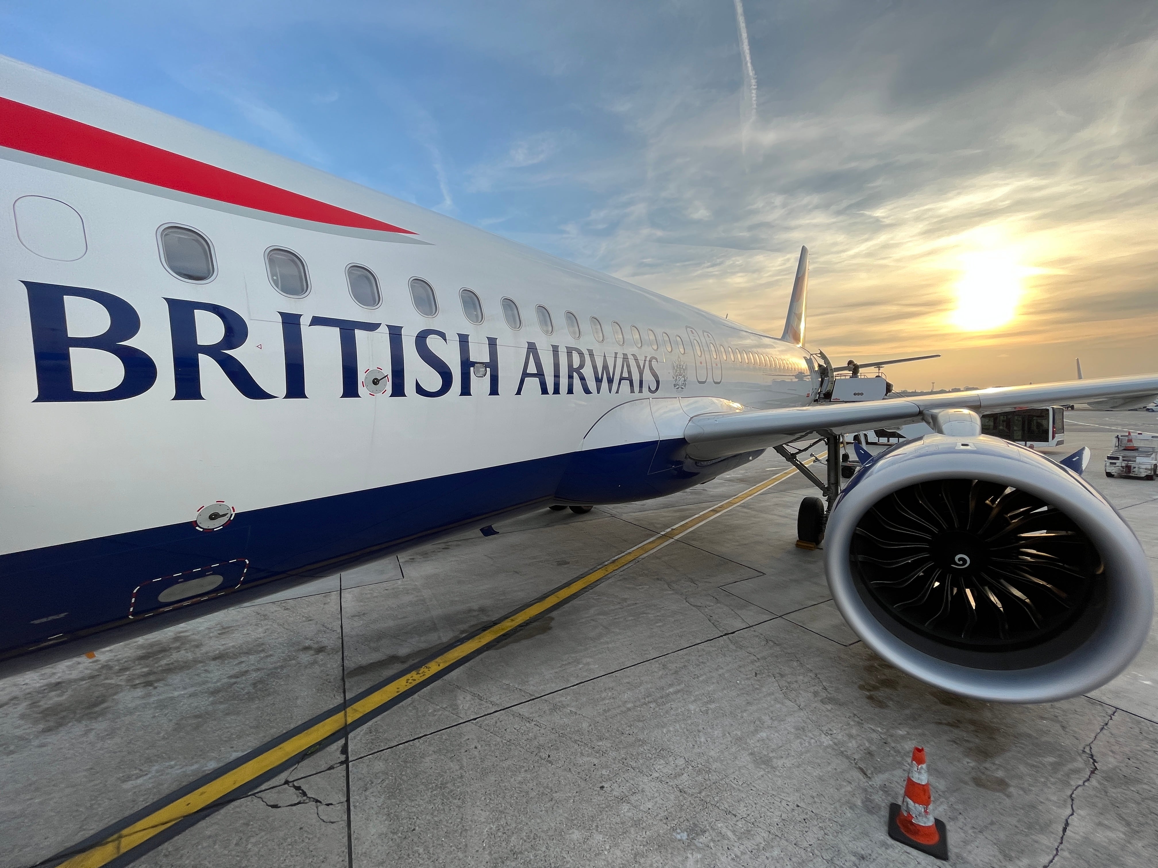 British Airways plane at Milan Linate airport, the subject of the test case