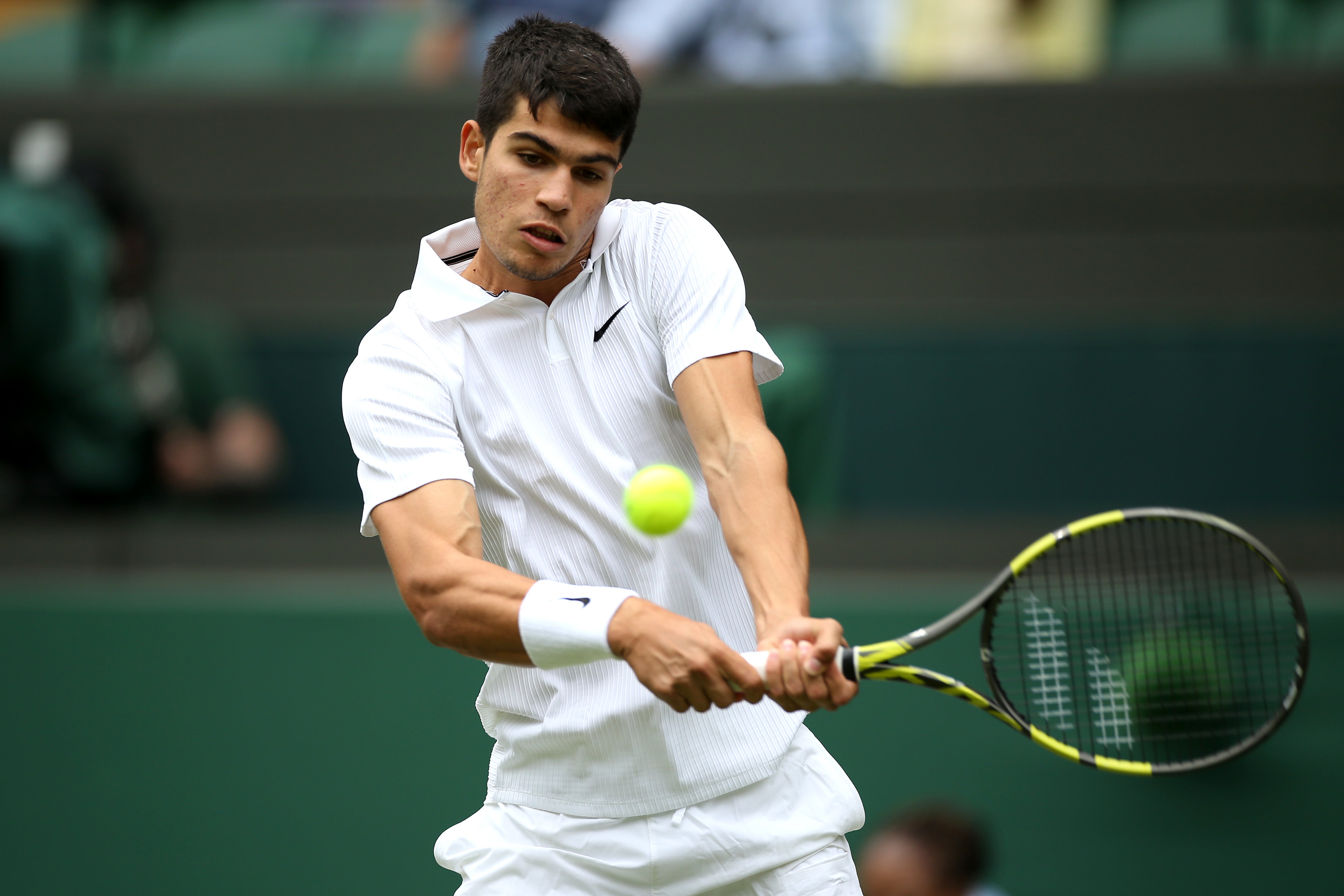 Teenager Carlos Alcaraz is looking to find his feet on grass (Steven Paston/PA)