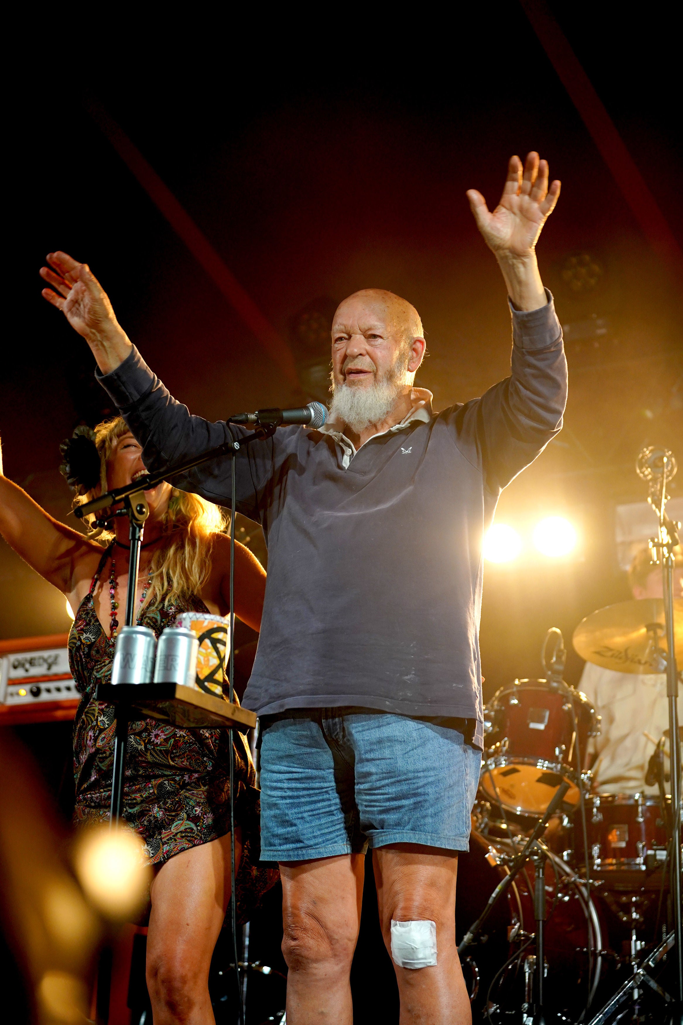 Glastonbury founder Michael Eavis performing with his band in the William’s Green tent on Thursday