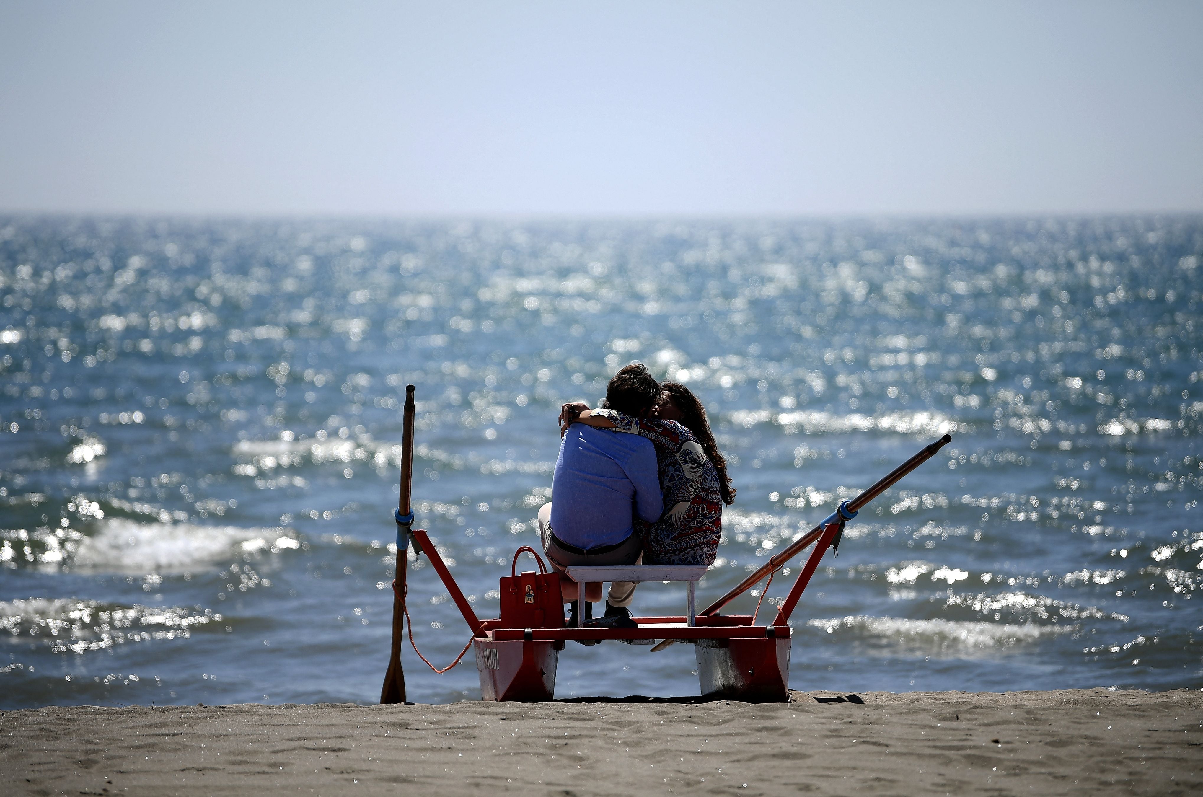 A private beach in Fregene, northwest of Rome