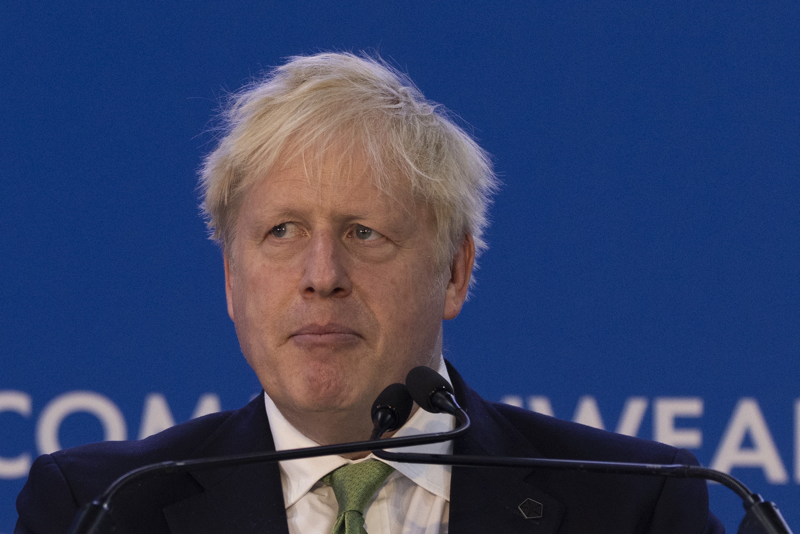 Prime Minister Boris Johnson pictured in Rwanda on Thursday.