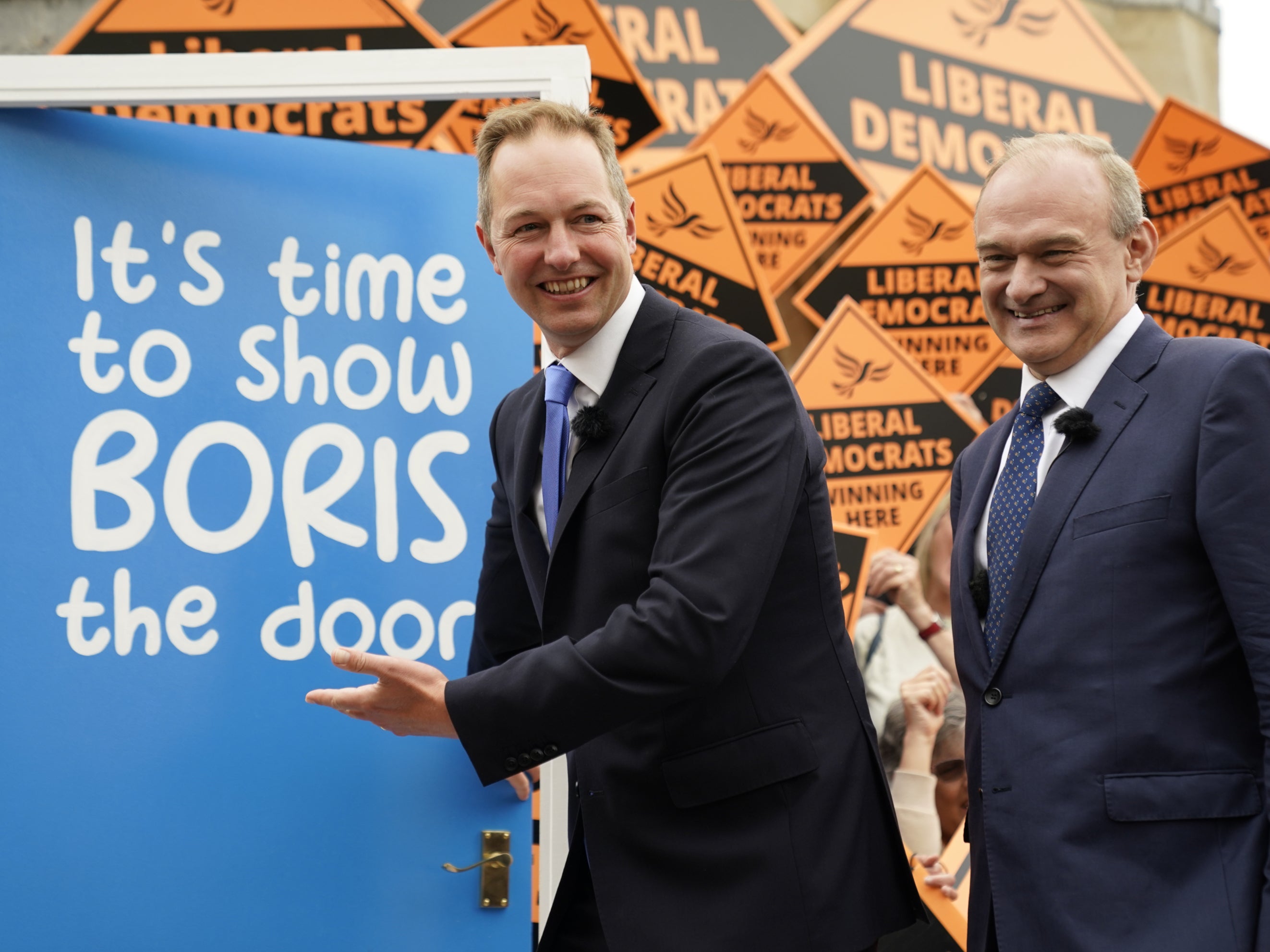 Sir Ed Davey (right) celebrates with Richard Foord, the newly-elected Liberal Democrat MP who replaced Mr Parish after the Tiverton by-election