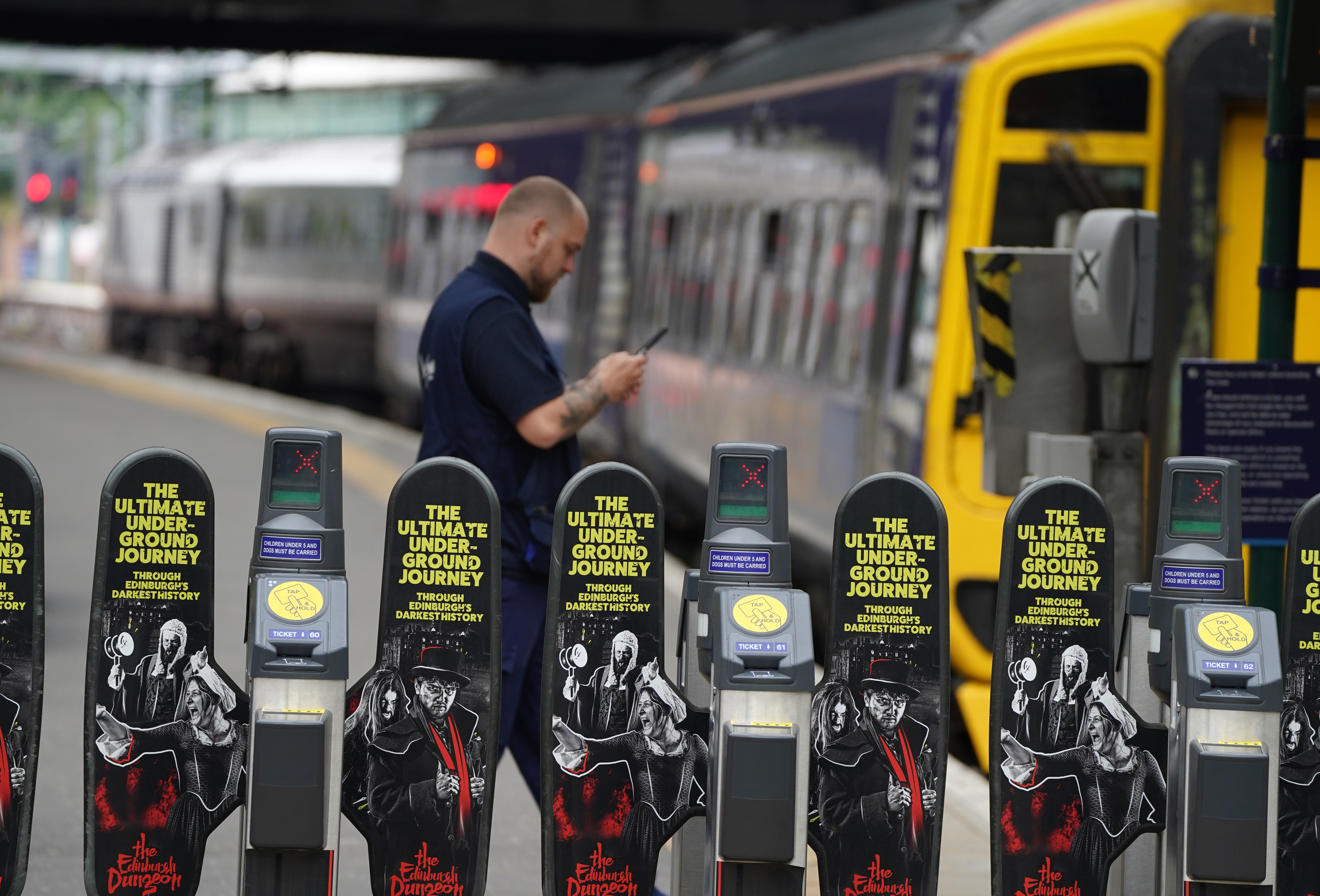 Ticket barriers at Waverley Station in Edinburgh during strike action earlier this week (PA)