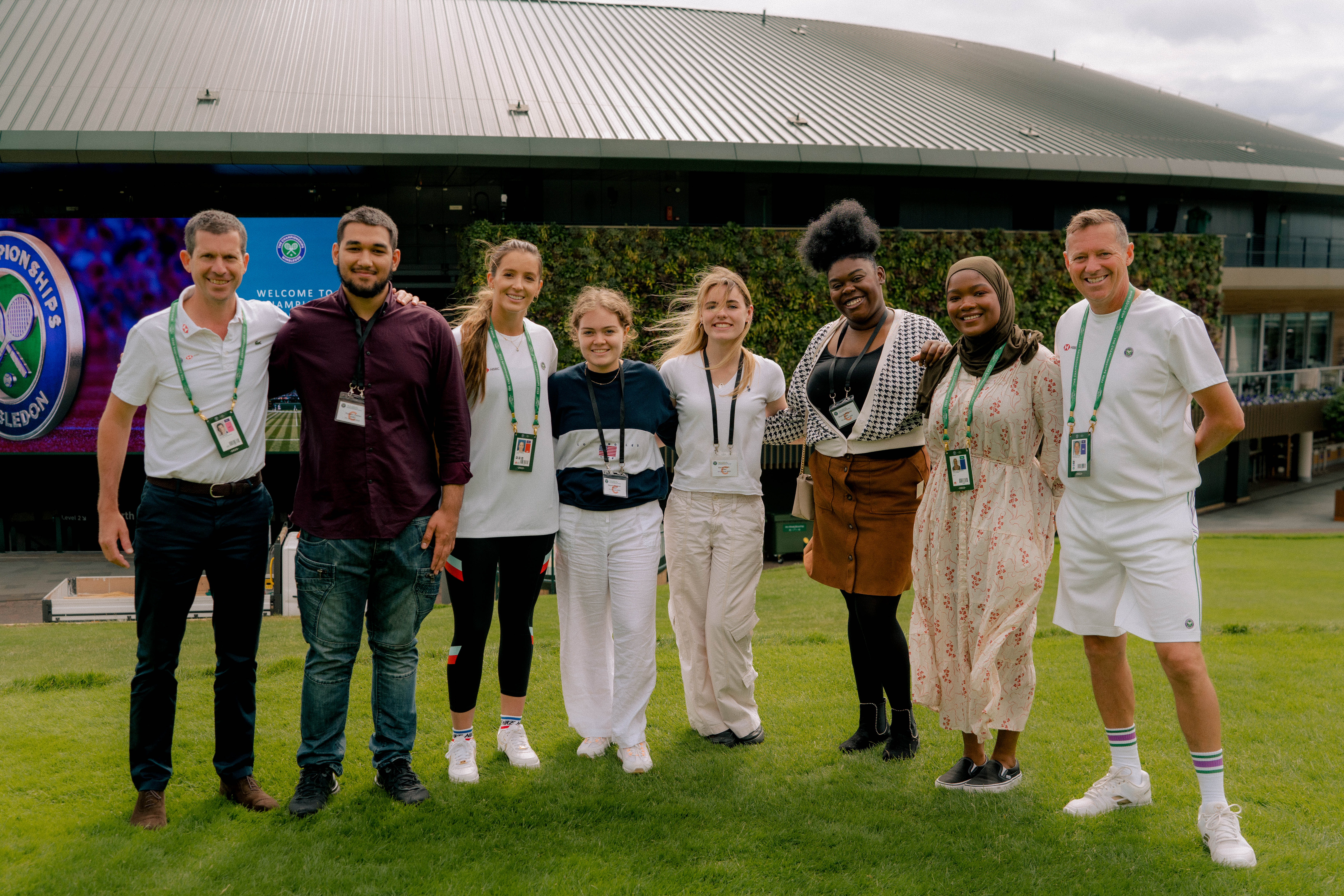 Tim Henman, left, with participants in HSBC’s World of Opportunity Programme (HSBC)