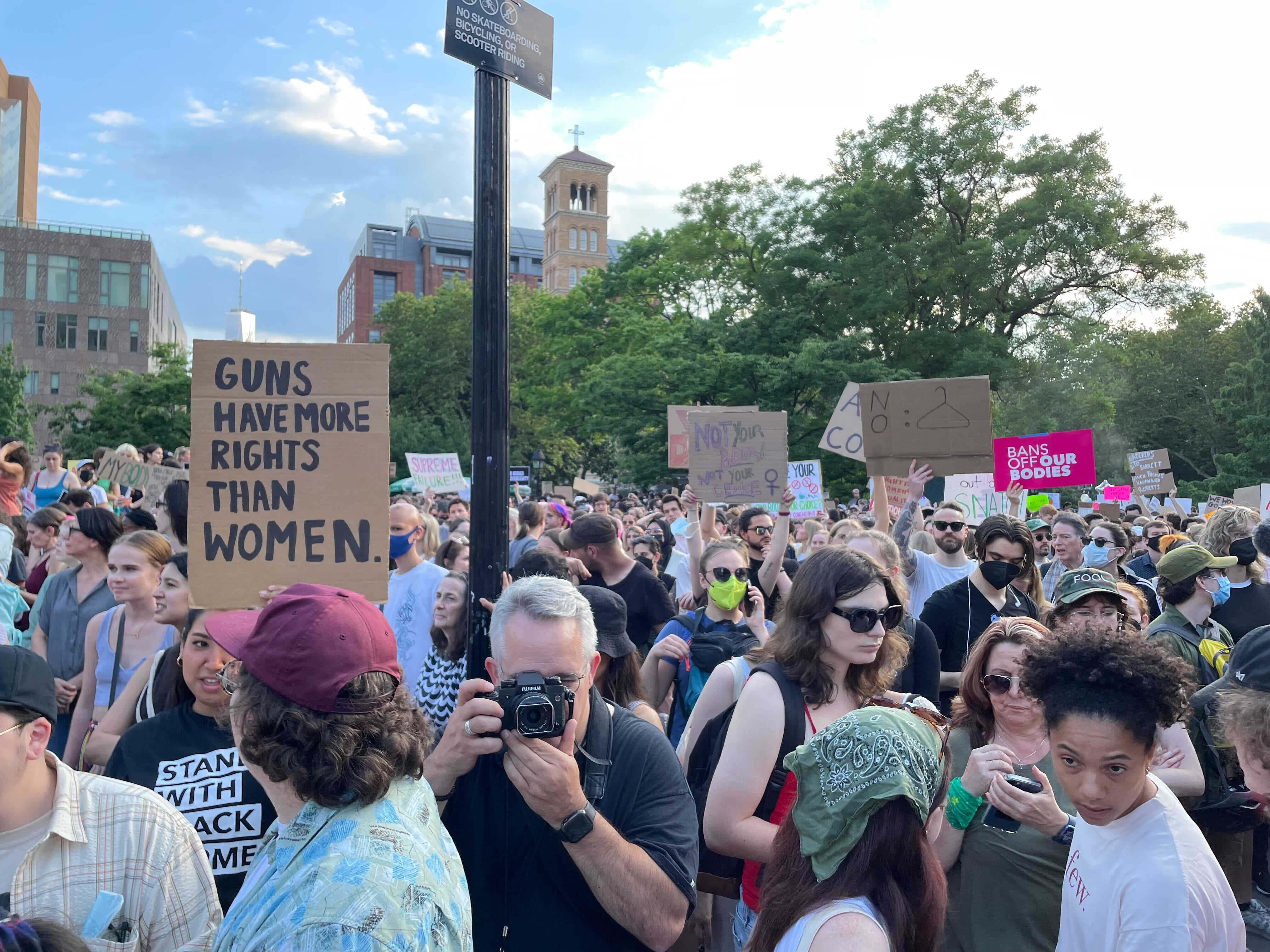 The scene at Washington Square Park on Friday night.