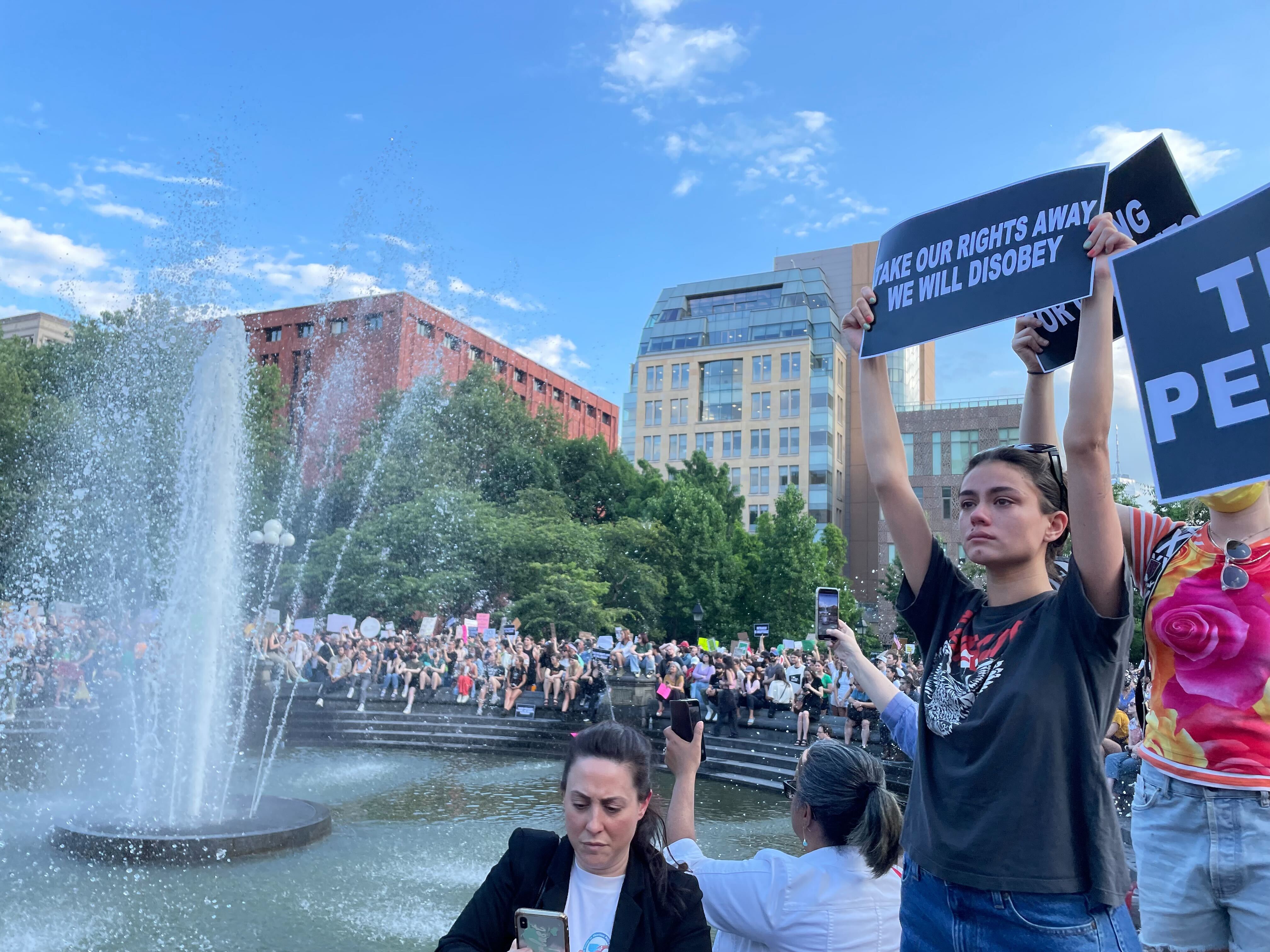 The scene at Washington Square Park on Friday night.