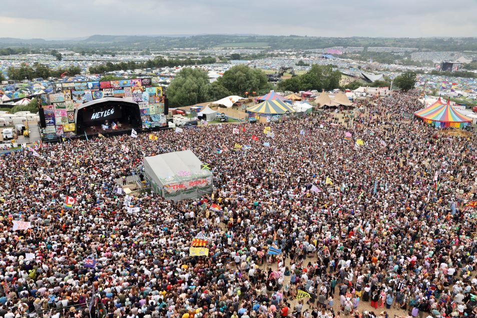 A sea of festival-goers at Glastonbury on Day 3