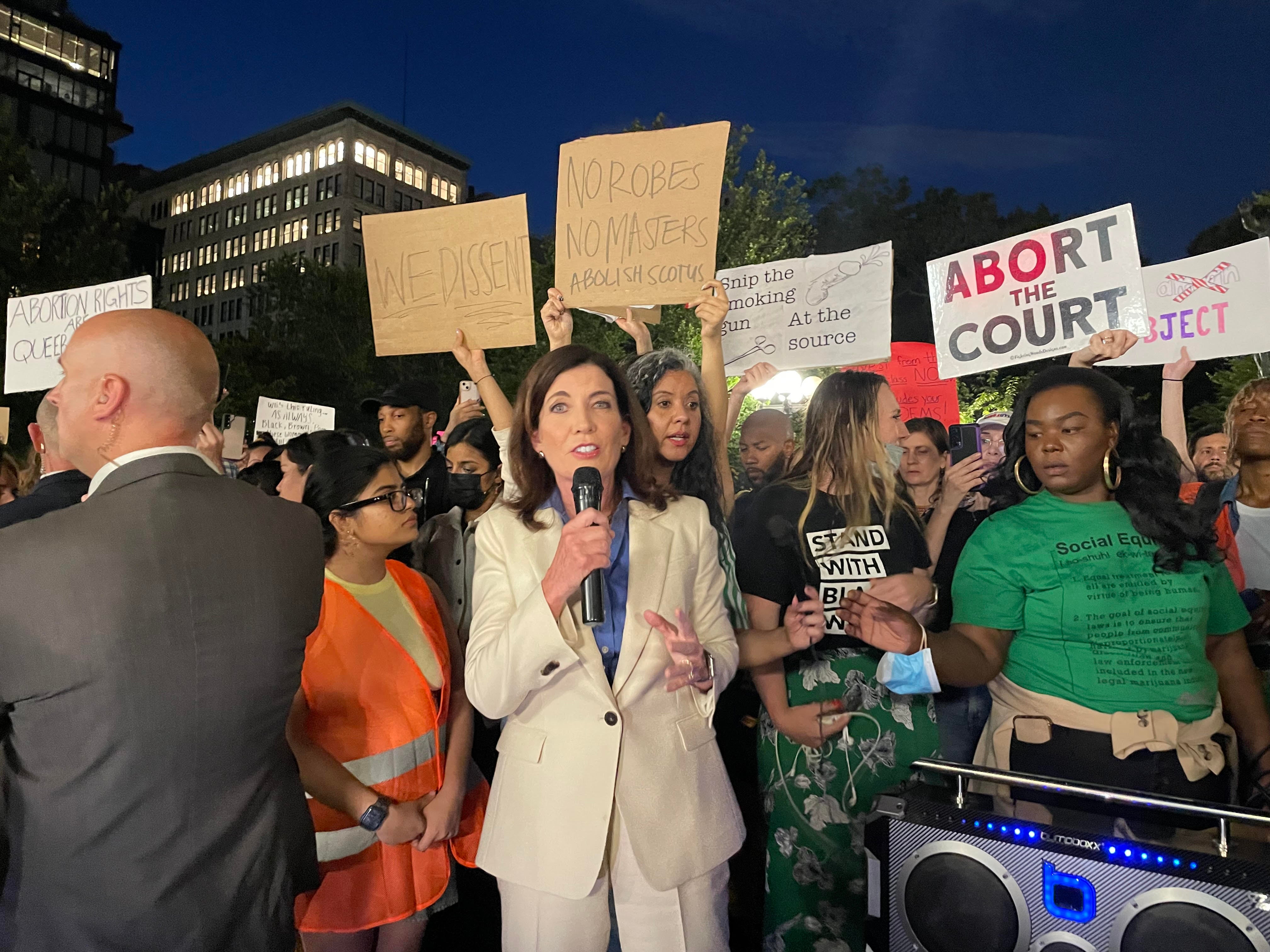 Gov Kathy Hochul at a pro-abortion event in Union Square in New York City.