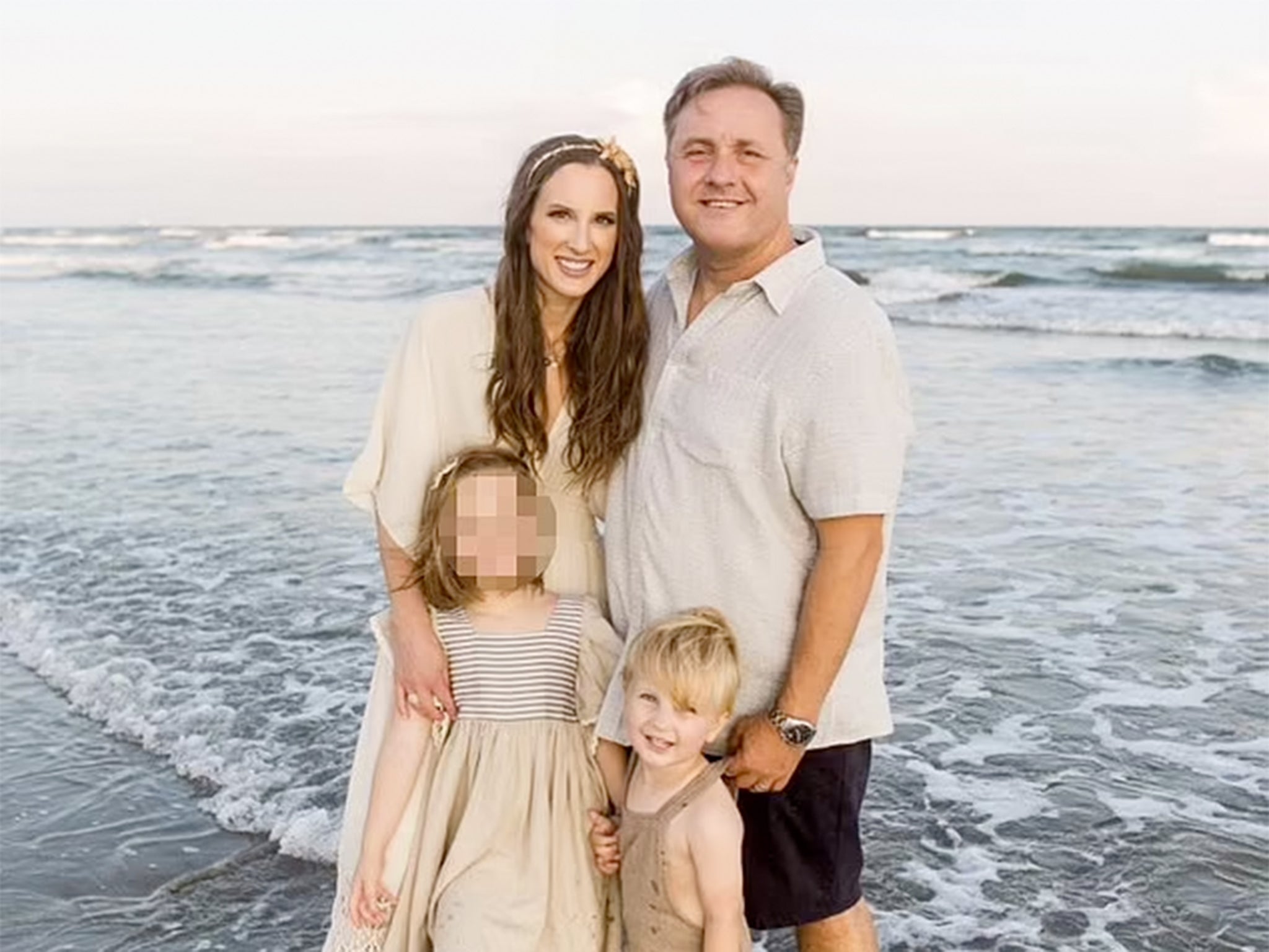 Trace Means pictured with his older sister and parents Amanda and Steve