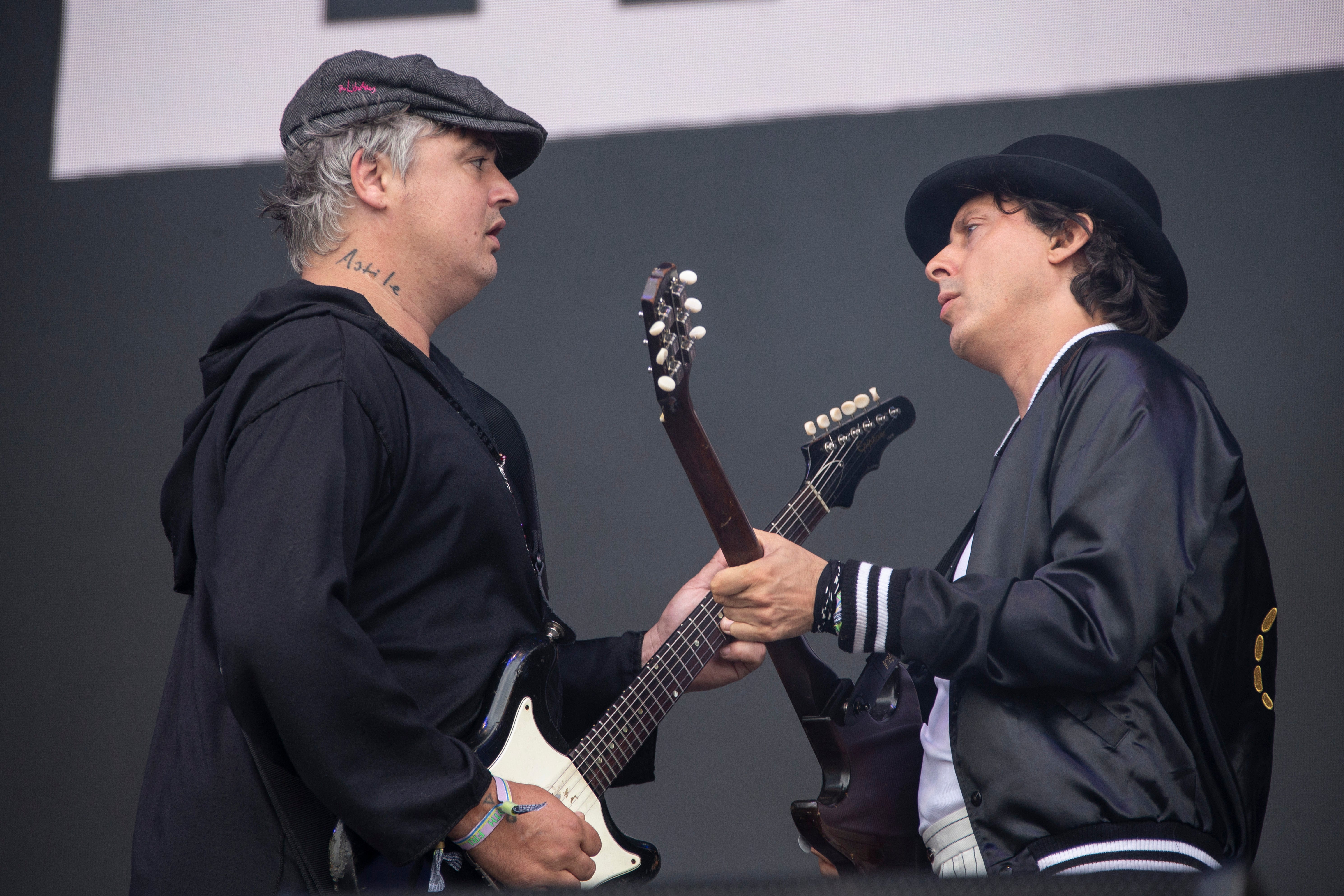 Pete Doherty and Carl Barat from the band ‘The Libertines’ perform