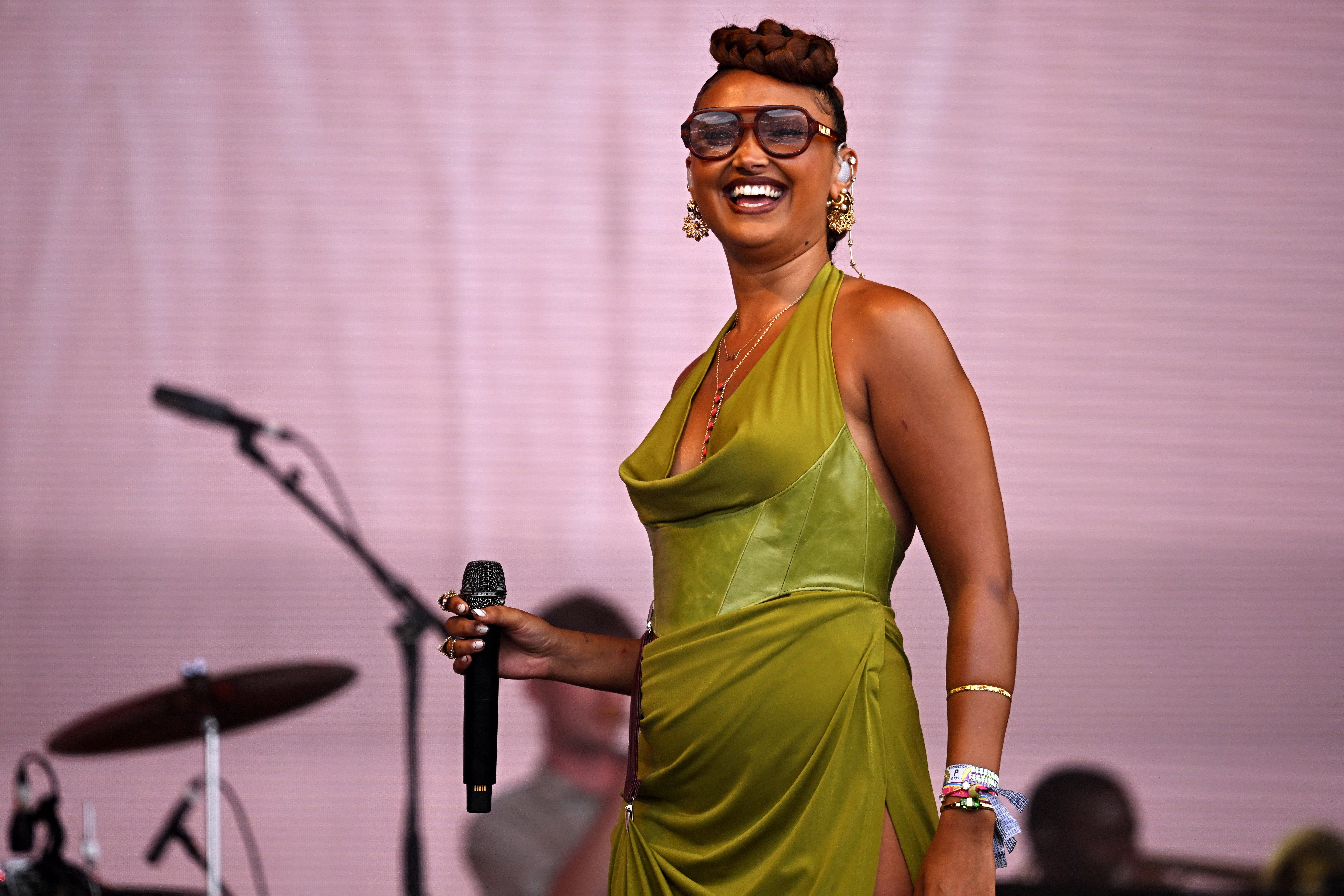 Joy Crooks performs on the Pyramid stage