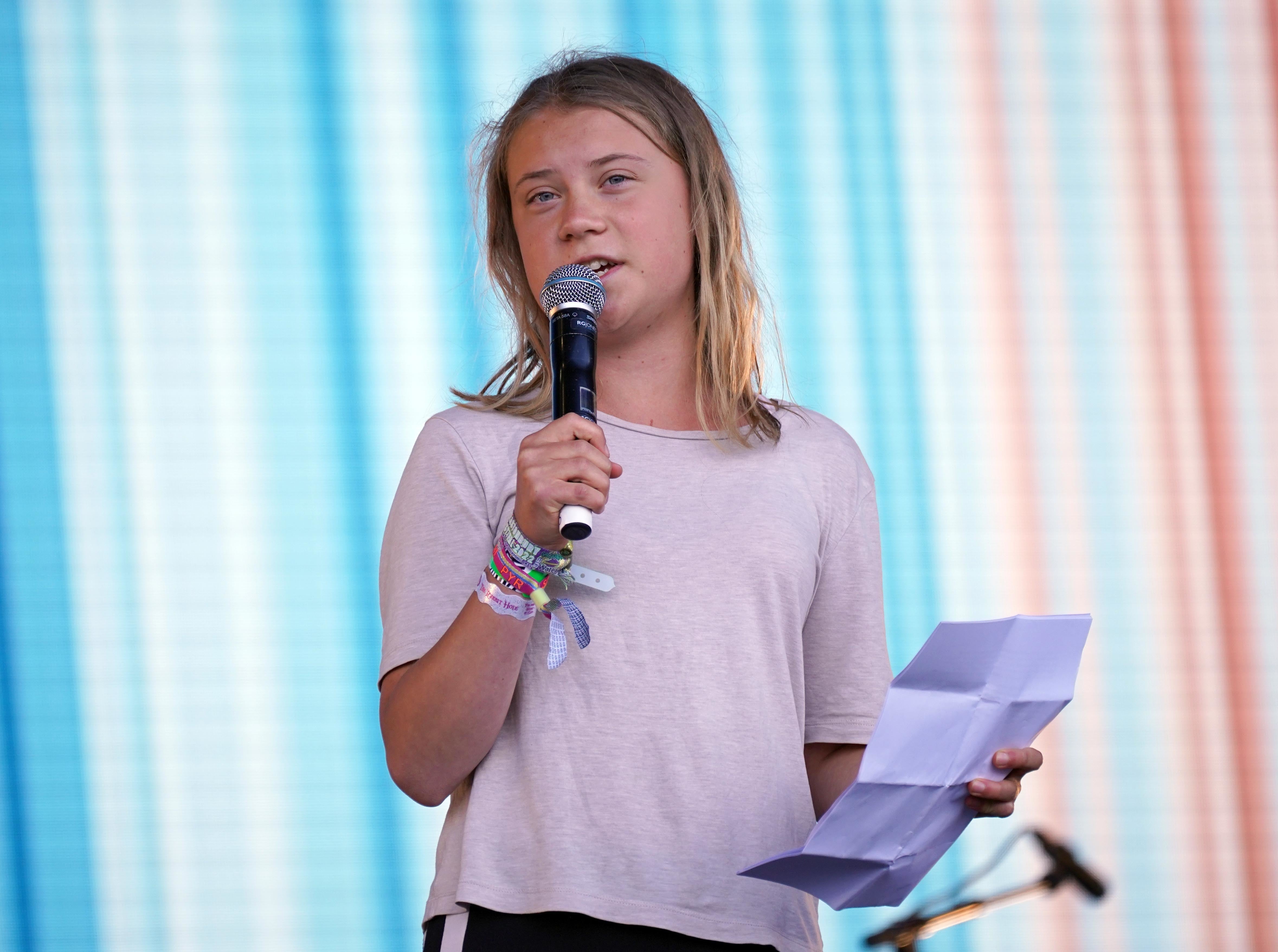 Greta Thunberg led Glastonbury goers in chants of ‘Climate Justice’